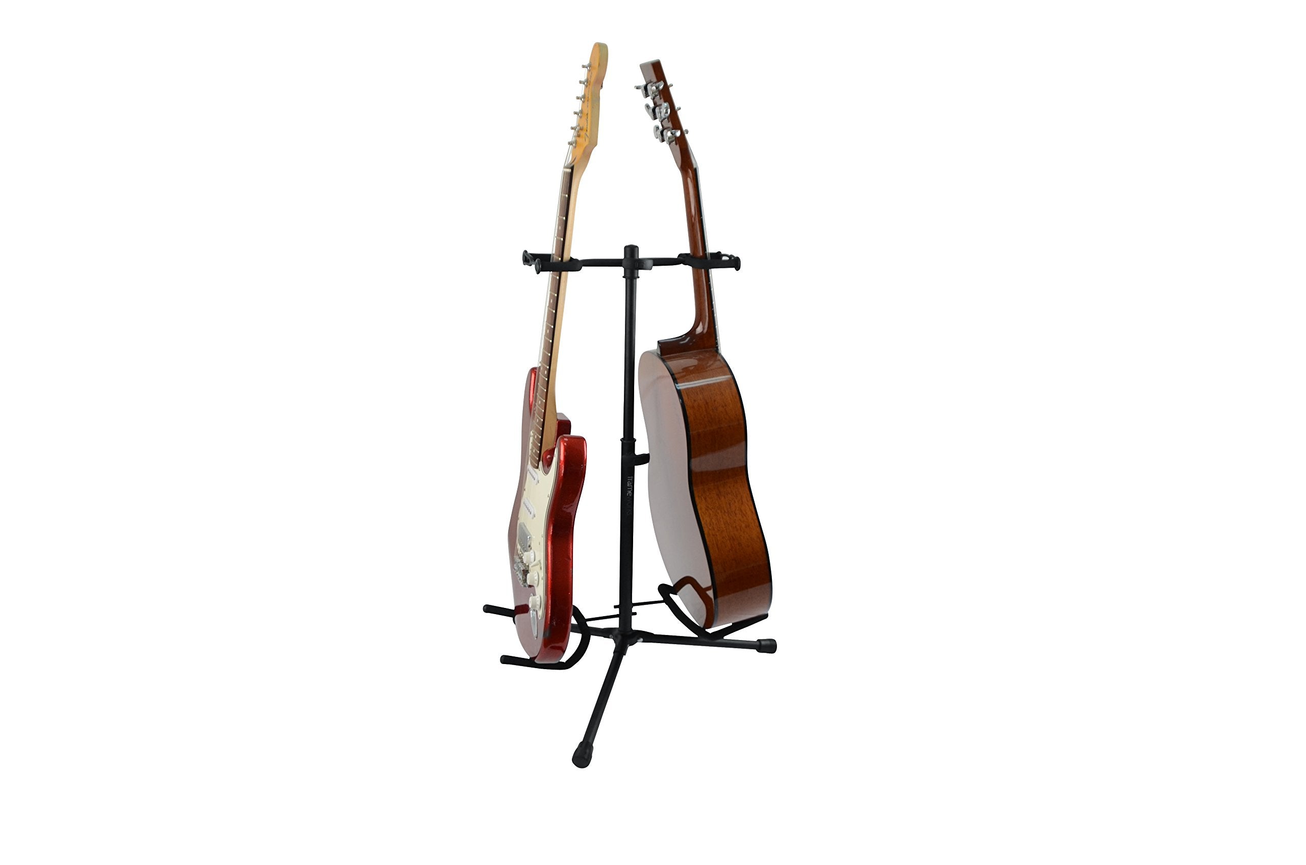 Gator Frameworks Adjustable Double Stand Holds Two Electric or Acoustic Guitars (GFW-GTR-2000)