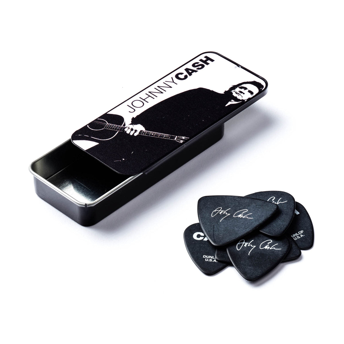 Jim Dunlop Medium-6 Johnny Cash Legend Pick Tin (26903152201)