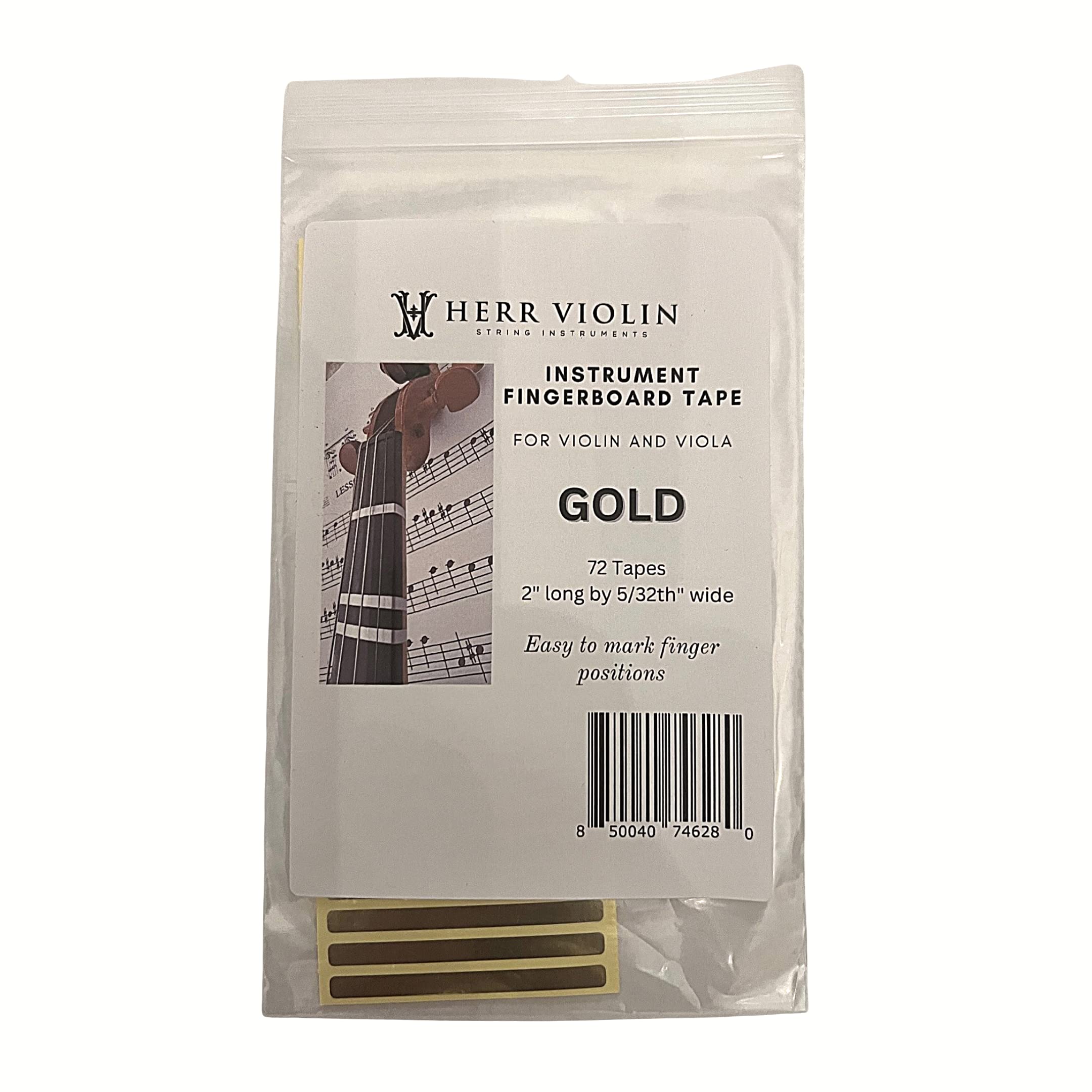 HERR Violin, Instrument Fingerboard Tape for Violin and Viola, String Instrument fingerboard Tapes, Note Positioning tape, Gold