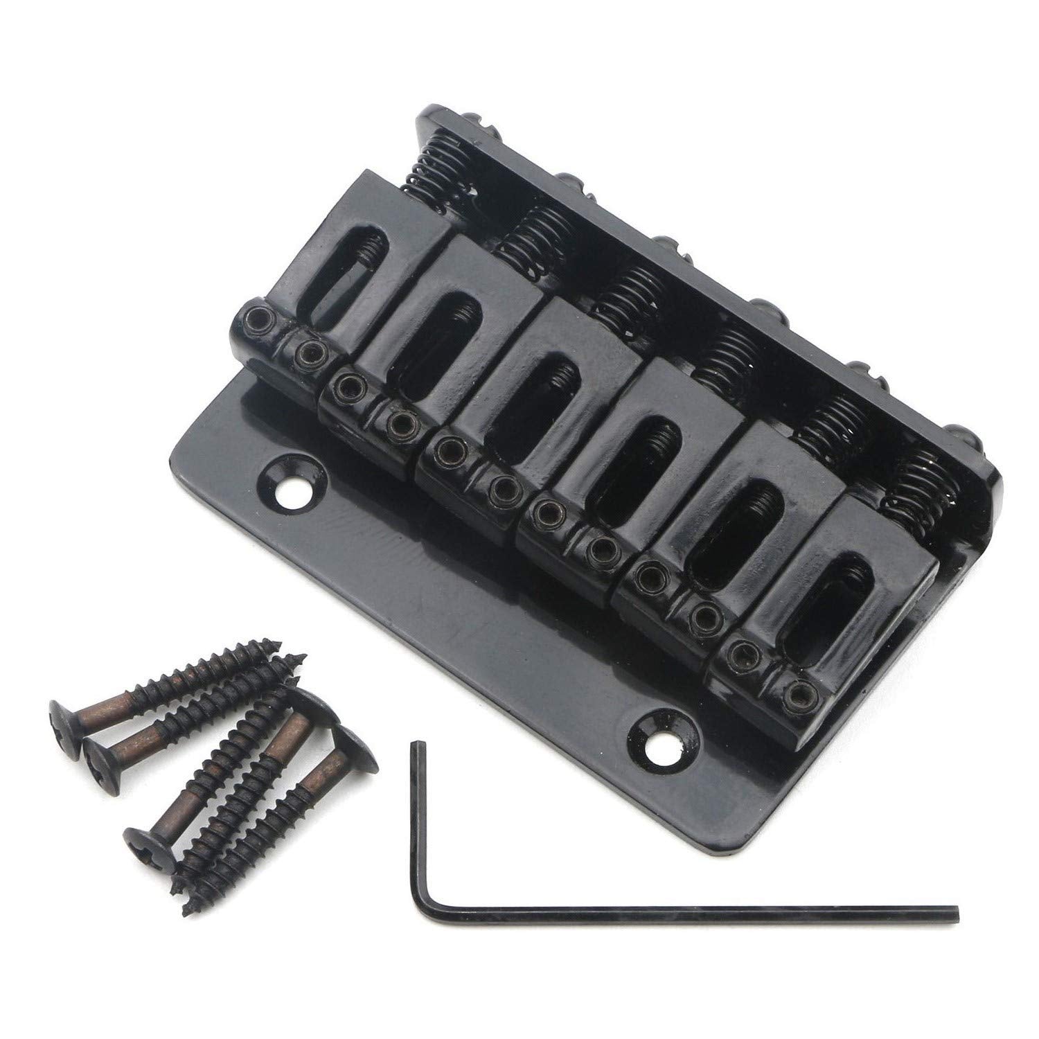 6 String Electric Guitar Hard Tail Bridge Saddle Black Top Load Tailpiece Set With Wrench And Screws
