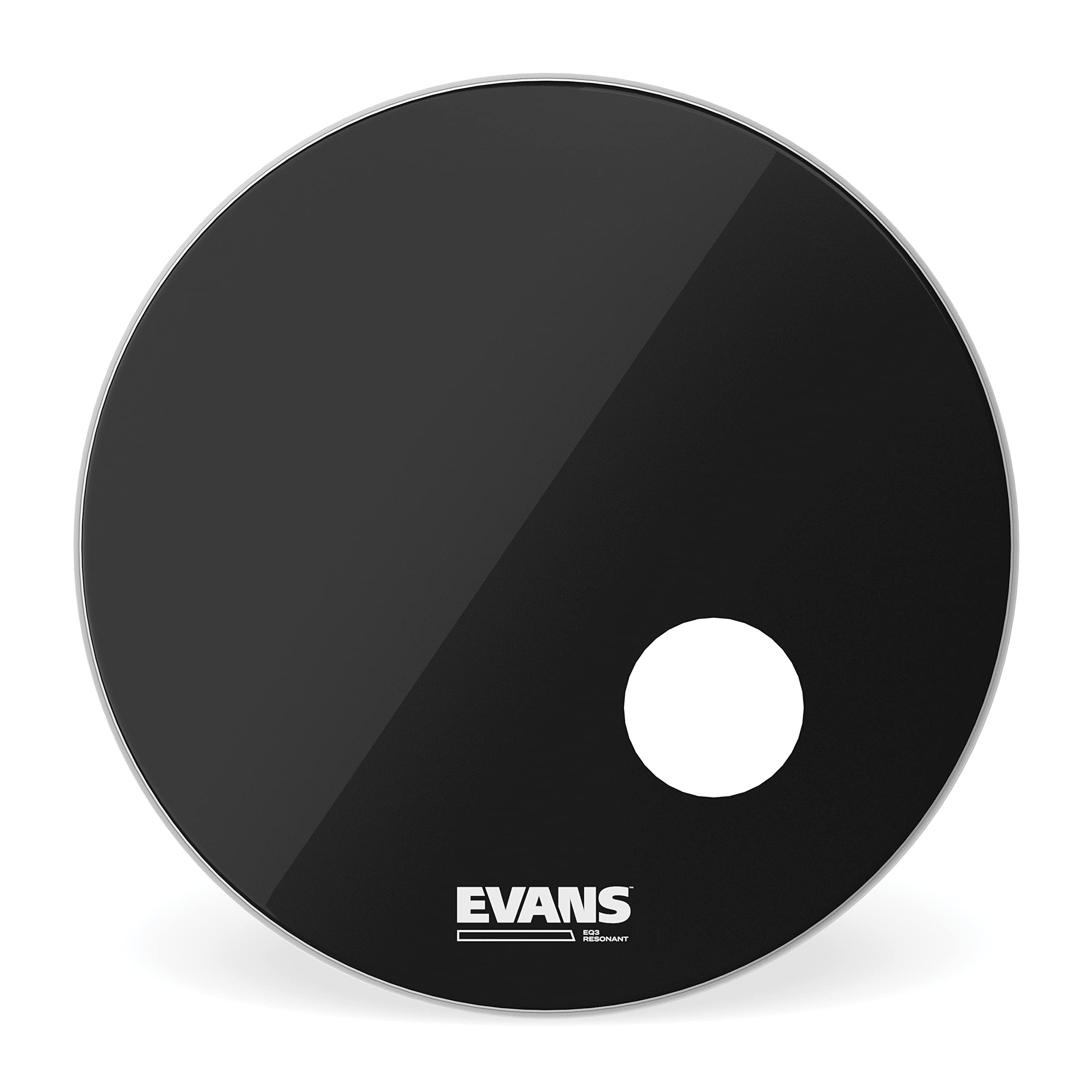 Eyans Mic Evans EQ3 Resonant Bass Drum Head 7mil 5-inch Mic Port Smooth Black 18 ...