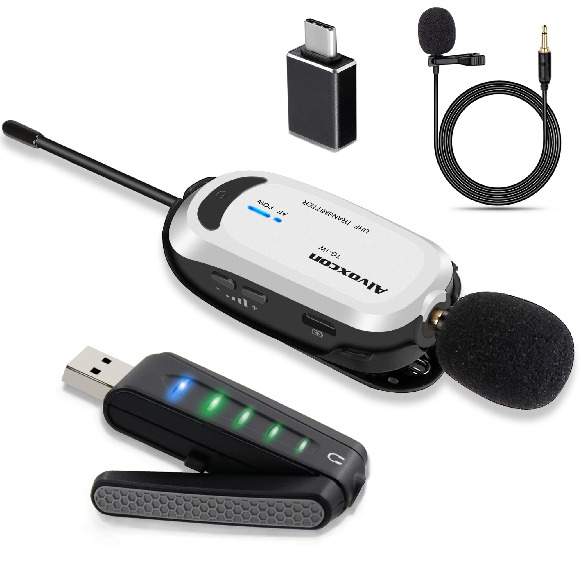 Alvoxcon Wireless Lapel Microphone for Computer, USB lavalier Mic System for MacBook, Android, PC, Laptop, Speaker, Zoom Meeting