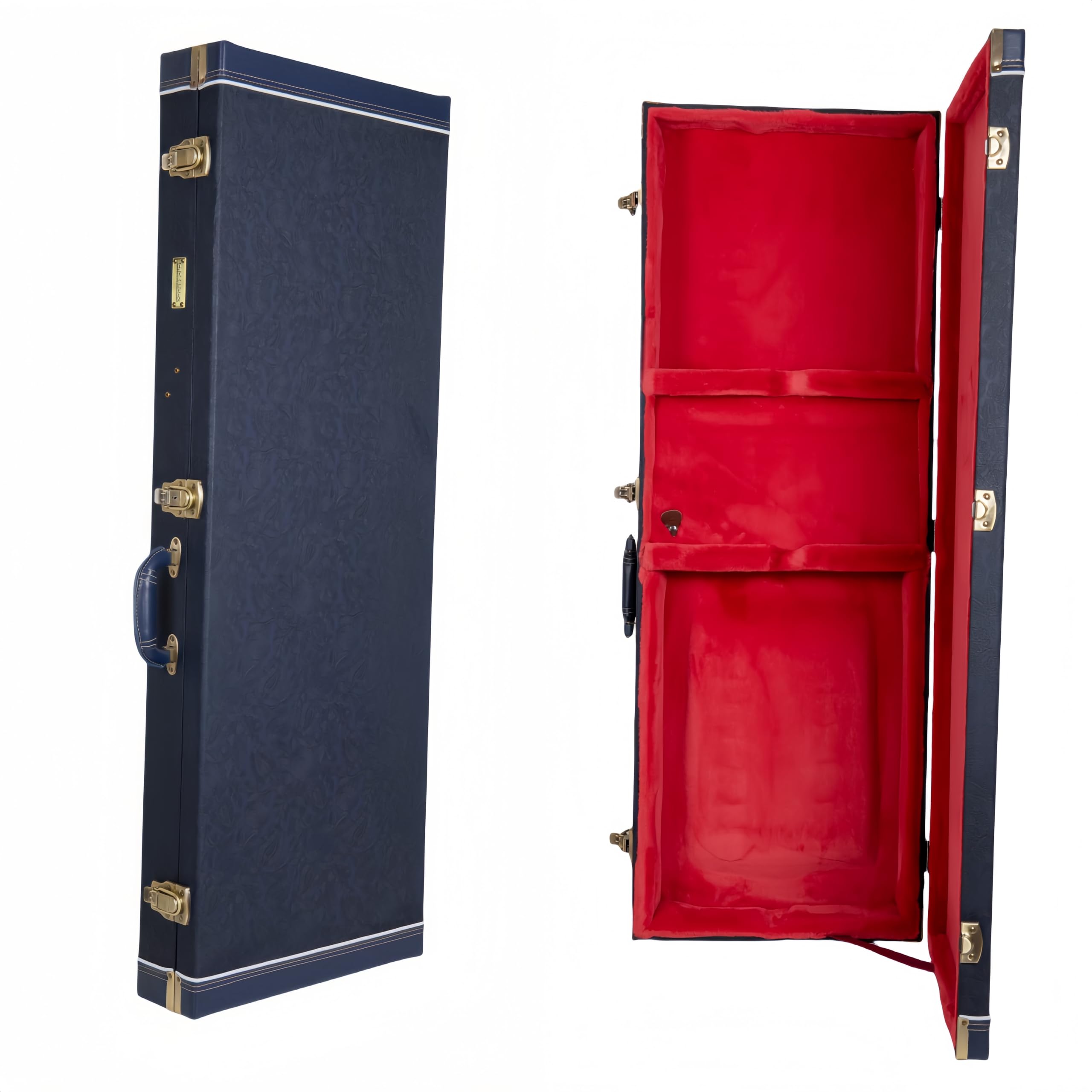 Crossrock Relief Series Jazzmaster/Jaguar Guitar Case For Offset Electric Guitars | Carved Ocean Blue Finish, Deep Scarlett Velv