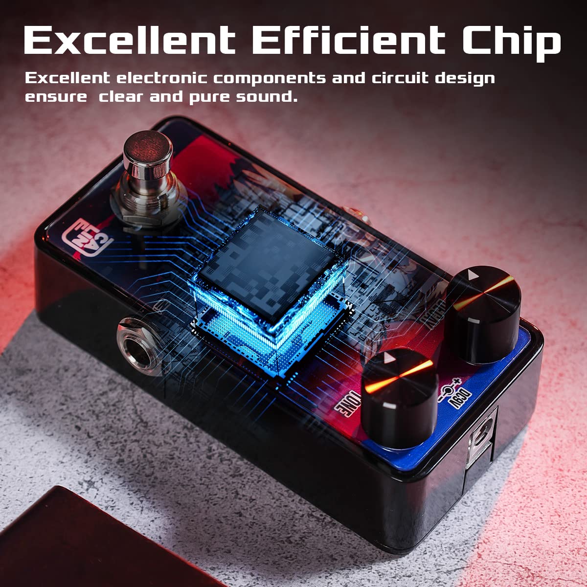 Caline Mini Guitar Reverb Pedal G008 G Series Digital Guitar Pedal with Wide Range Tone for Bass Electric Guitar