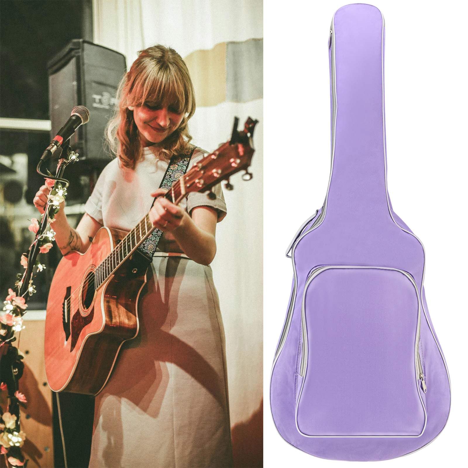 Acoustic Guitar Bag 40 41 Inch, Guitar Gig Bag, Double Shoulder Adjustable Straps Guitar Case, Waterproof Soft Guitar Backpack L