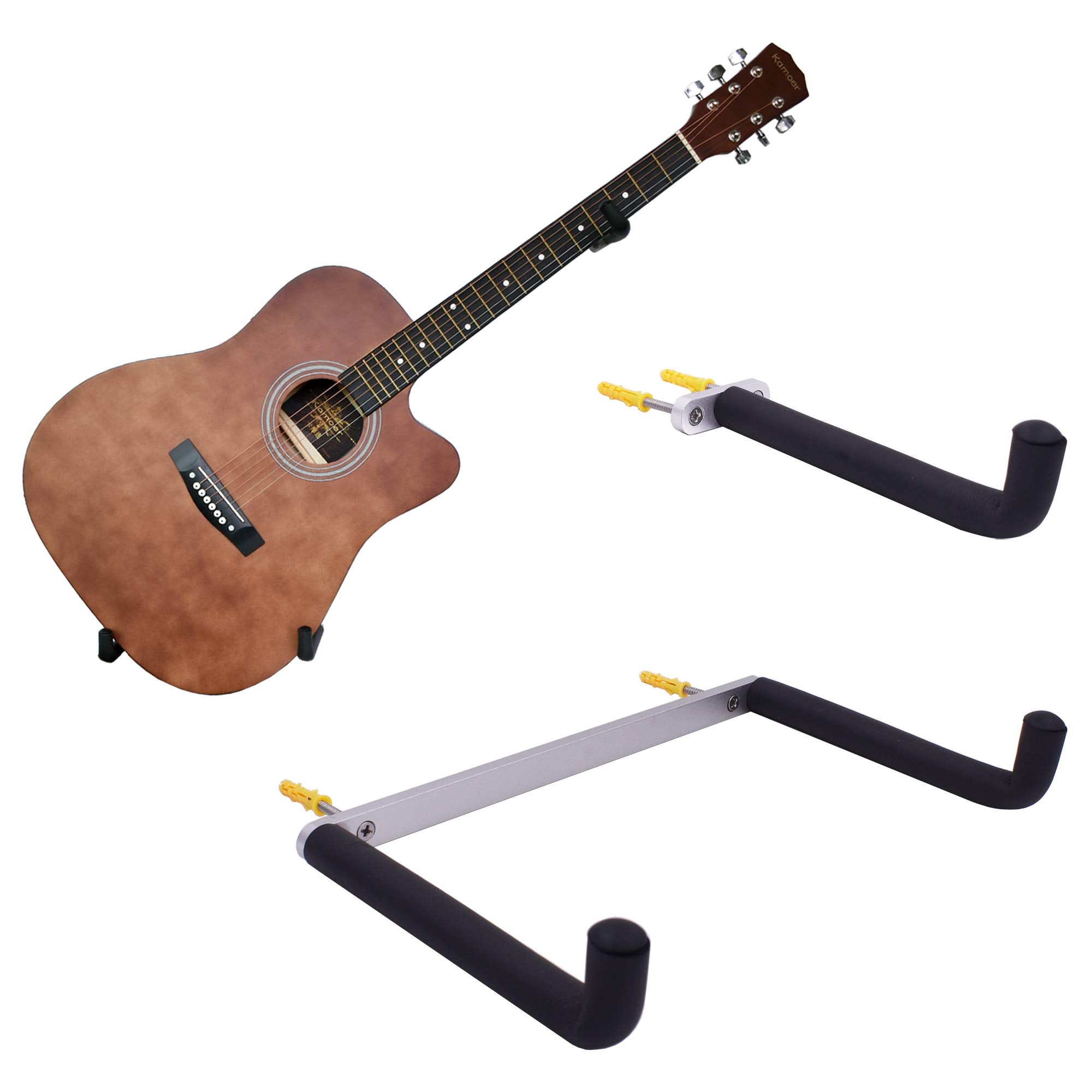 Yyst Guitar Wall Mount Holder Tilt Display For Electric And Thin Body Guitars, Ukulele, Bass, Banjo At A Slanted Angle Sideways