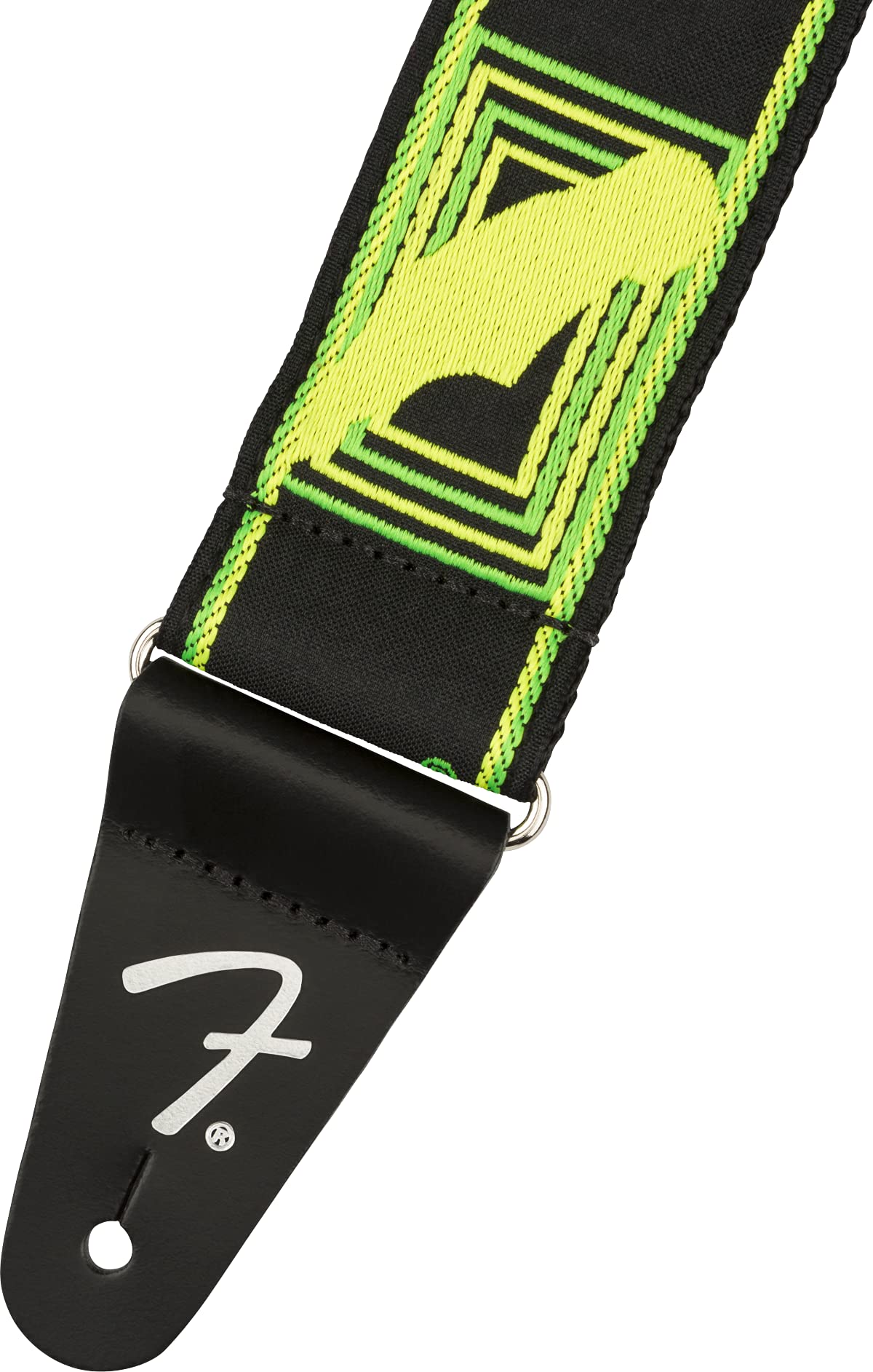 Fender Neon Monogrammed Guitar Strap, Guitar Accessories, 2in, Green/Yellow