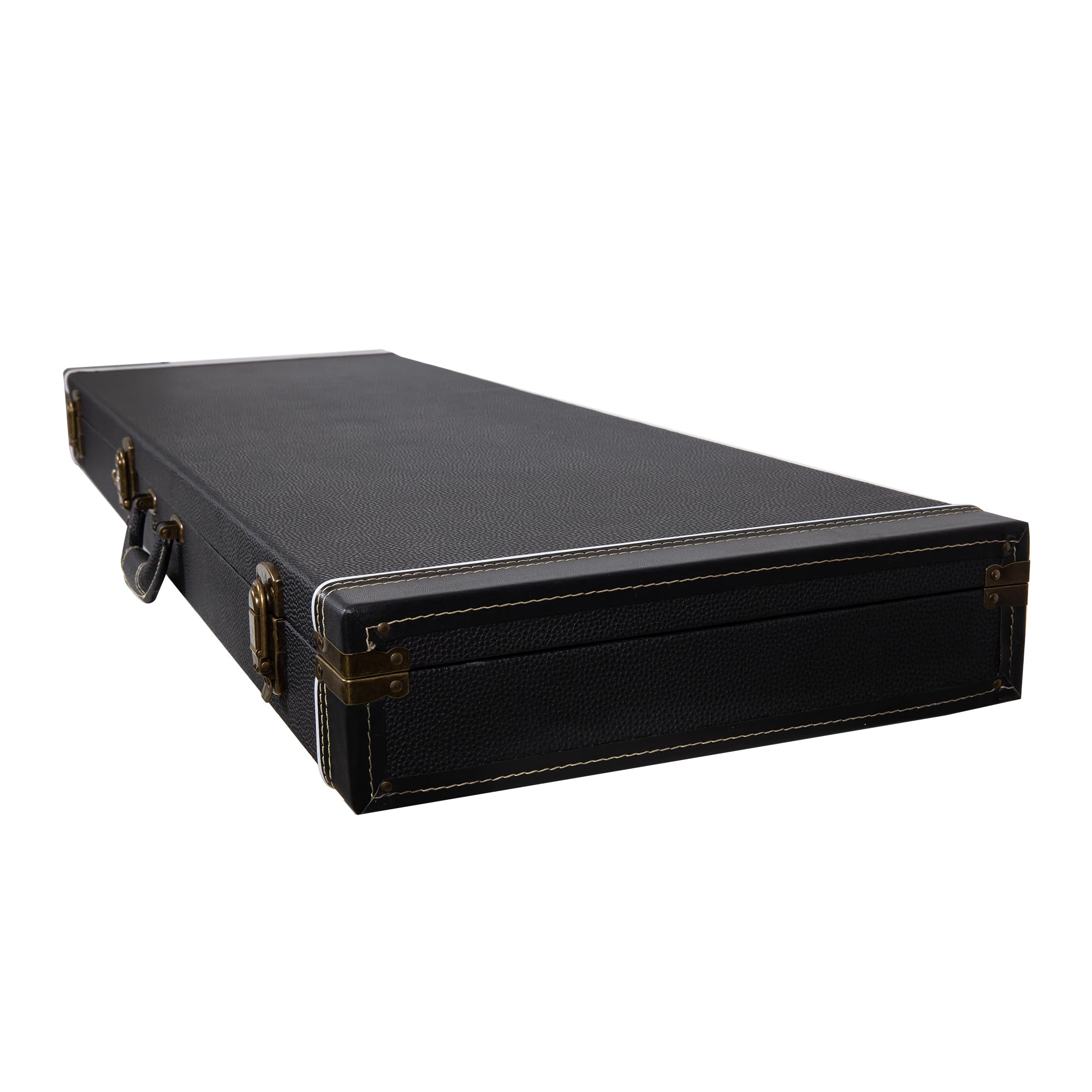 Crossrock Wooden Guitar Case -Fits Electric Bass Guitars- Vintage Hardware, Sponge Lining, Metal Feet, Storage Space-Black (CRW5