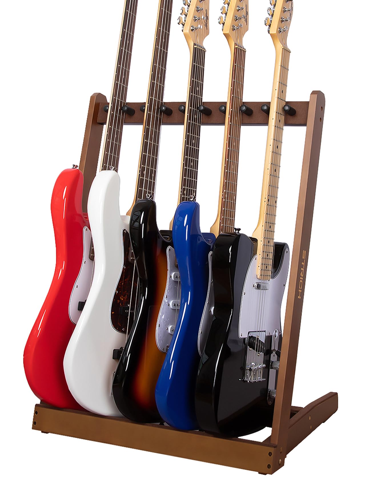 STRICH Guitar Stand Multiple Guitars, Hardwood Guitar Rack for 5 Electric Guitar Bass, or 3 Acoustic Guitars, Padded Multi Guita