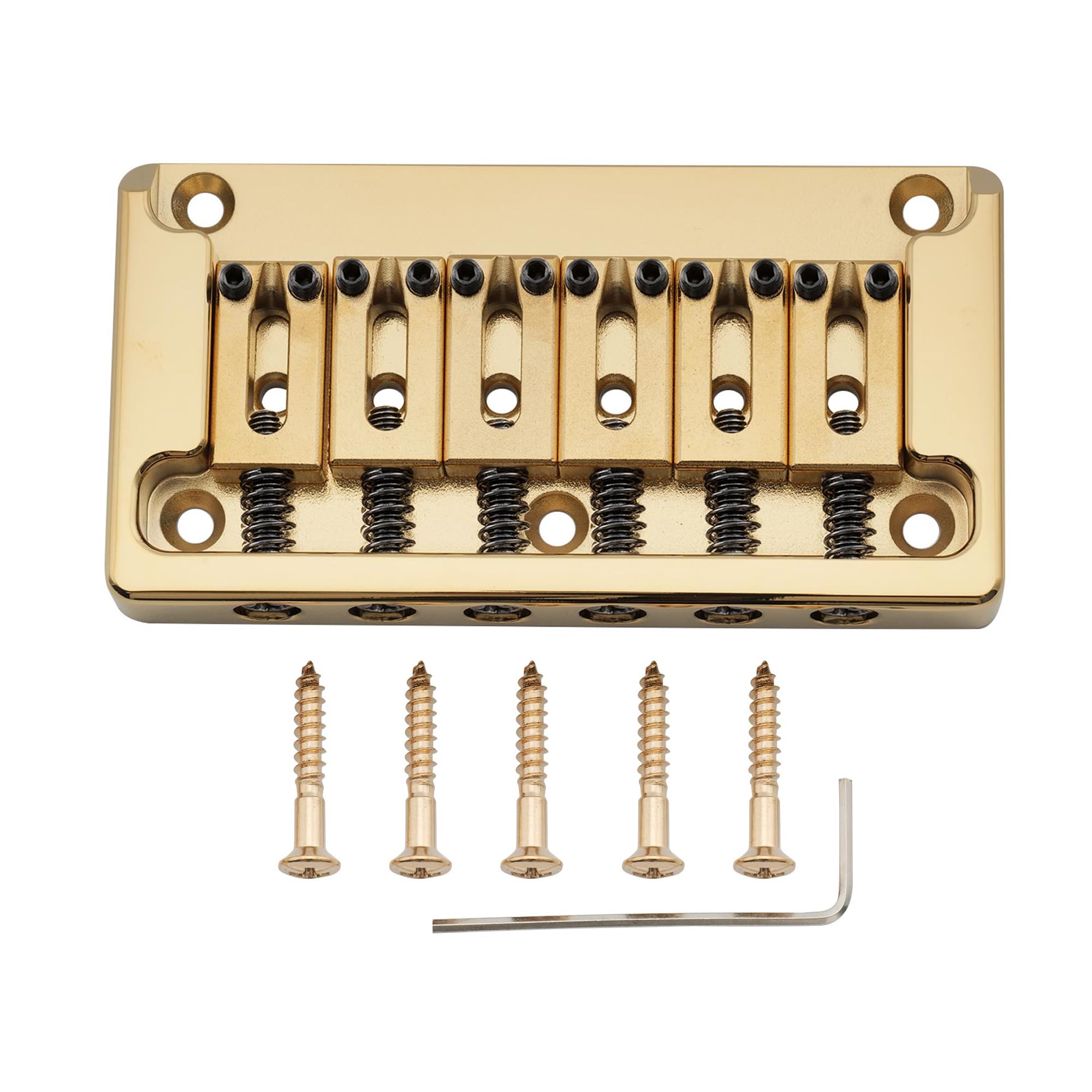 Musiclily Ultra Brass 52.5Mm Fixed Hardtail Bridge For 6 String Strat Tele Style Electric Guitar, Gold