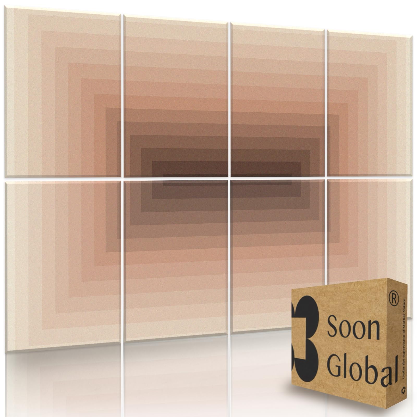 Soon Global 8-Pack Acoustic Panels, Soundproof Wall Panels, 48 X 32 Inches Sound Absorbing Panels, Decorative Acoustical Wall Pa