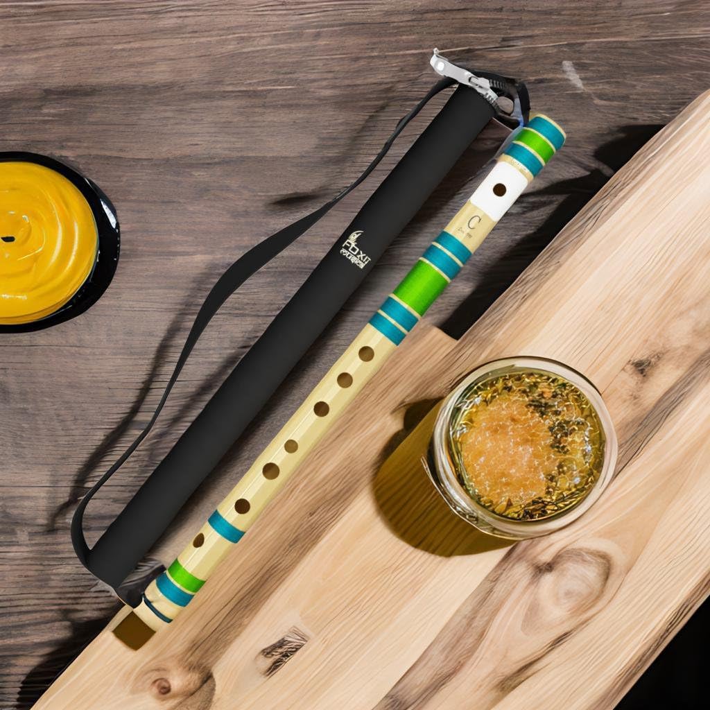 Foxit Musical Flutes Right Handed C Natural With Velvet Cover Tuned With Tanpura A=440Hz Pvc Fiber (Pvc C Sharp Right)