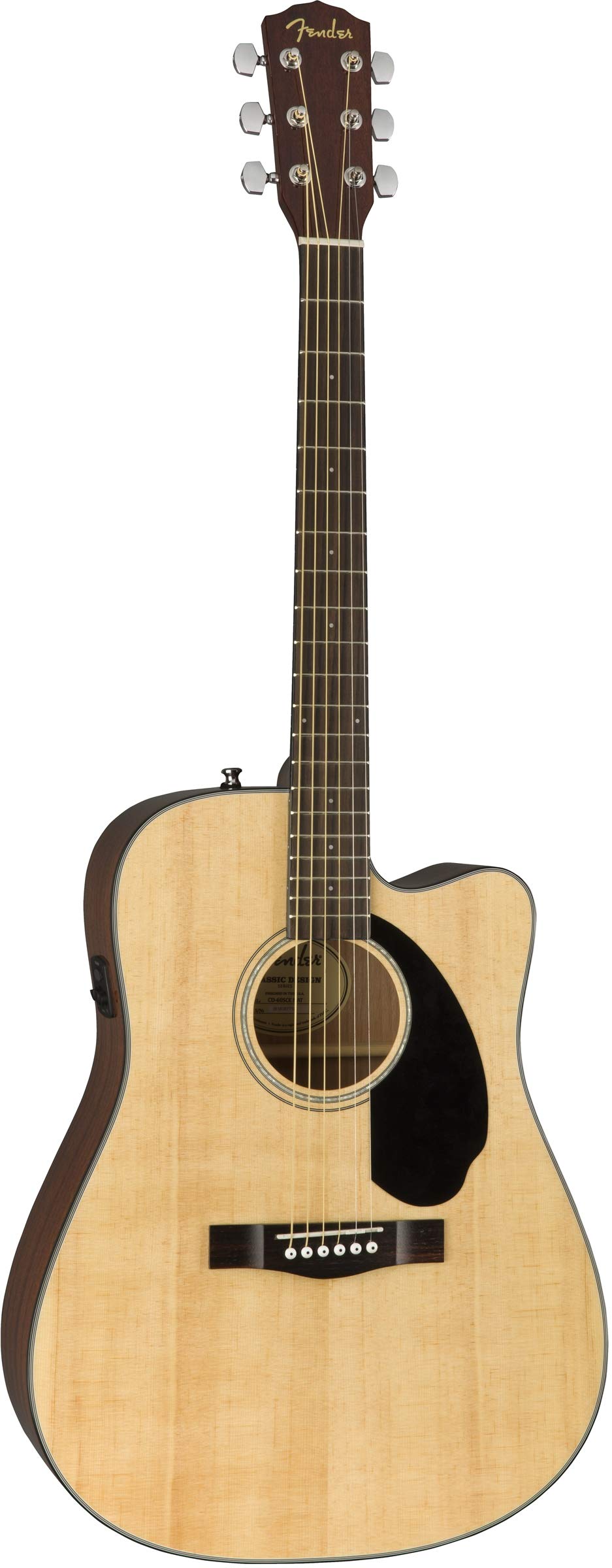Fender CD-60SCE Solid Top Dreadnought Acoustic-Electric Guitar - Natural Bundle with Hard Case, Instrument Cable, Tuner, Strap,