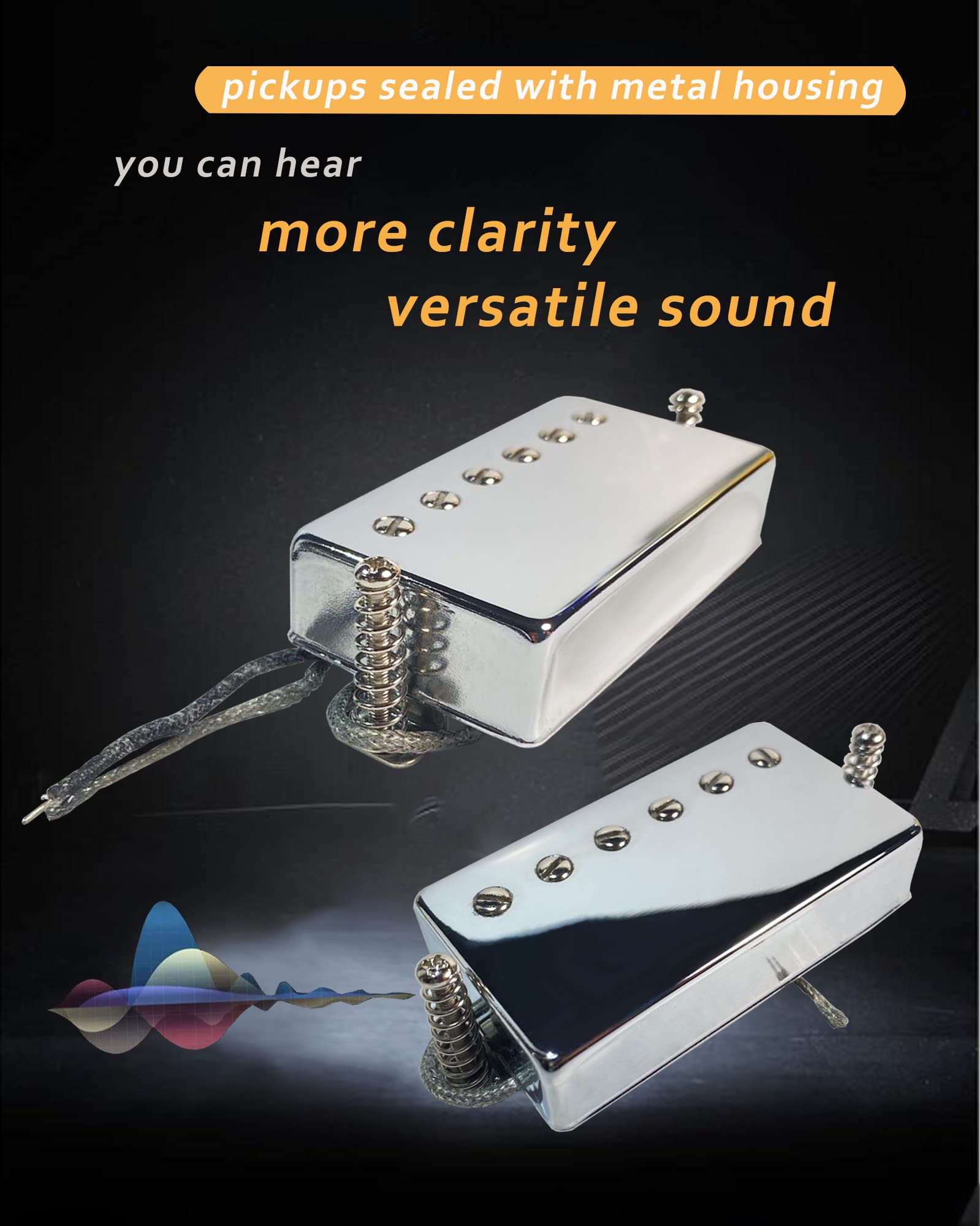 LAMSAM Seale Humbucker Pickups Set, Dual Coil Pickup with Alnico 5 Magnets Fit for Playing Kinds of Music, Electric Guitar Neck