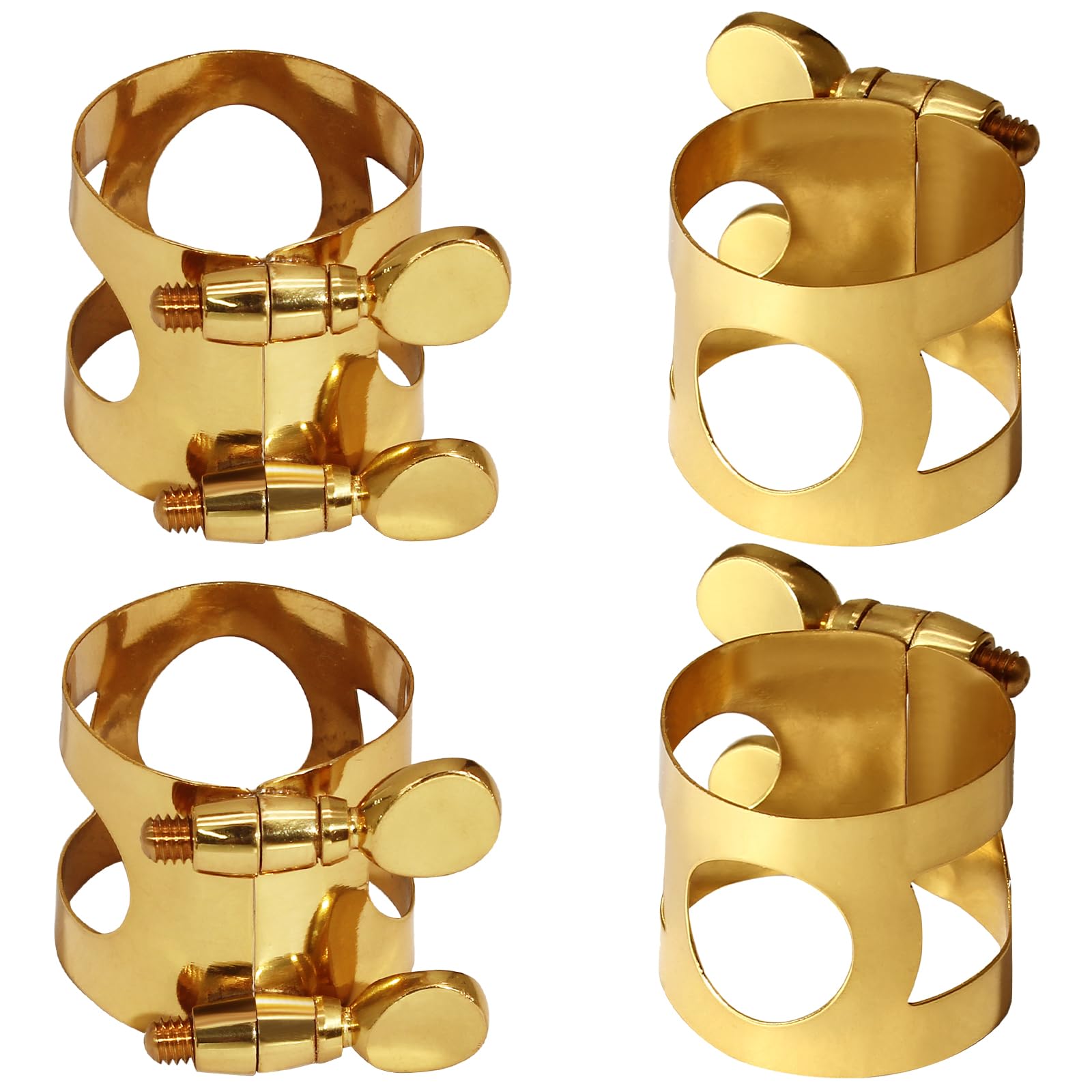 Jersvimc 4Pcs Brass Alto Sax Ligature Gold Alto Saxophone Ligature, Ligatures Saxophone Accessories Fastener for Music Mouthpiec