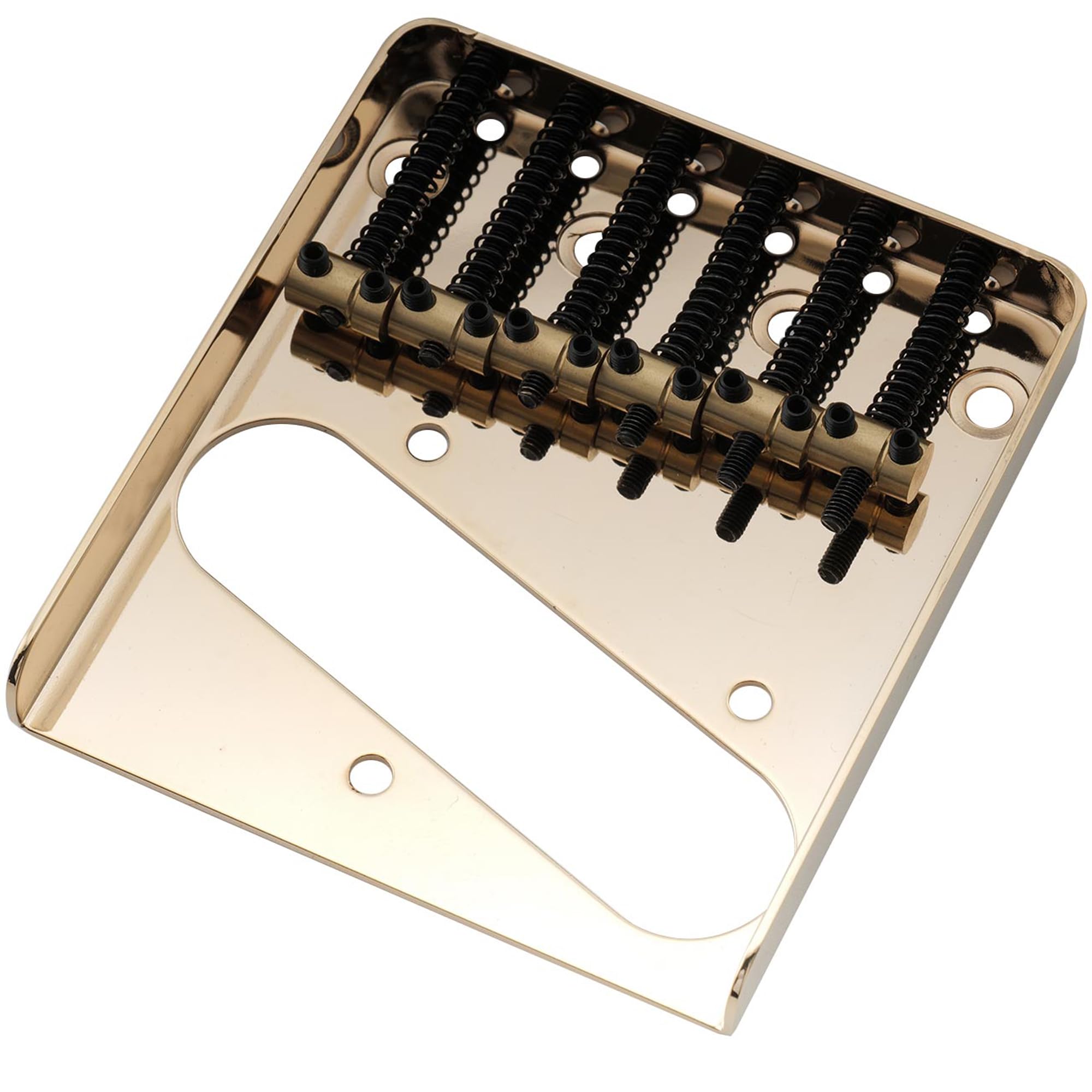 Musiclily Pro 54mm Vintage Telecaster Bridge with Barrel Brass 6-Saddle for Squier and Import Tele Style Electric Guitar, Gold