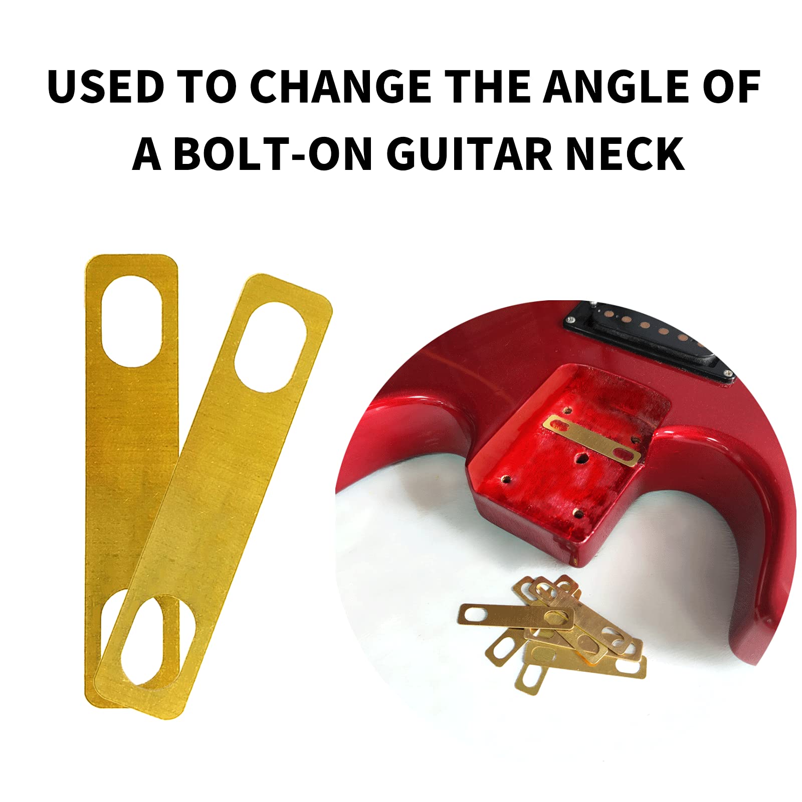 8PCS SAPHUE Guitar Neck Shims 4Pcs 0.2mm, 2Pcs 0.5mm and 2Pcs 1mm Thickness Brass Shims for Guitar and Bass Bolt-on Neck Repair(