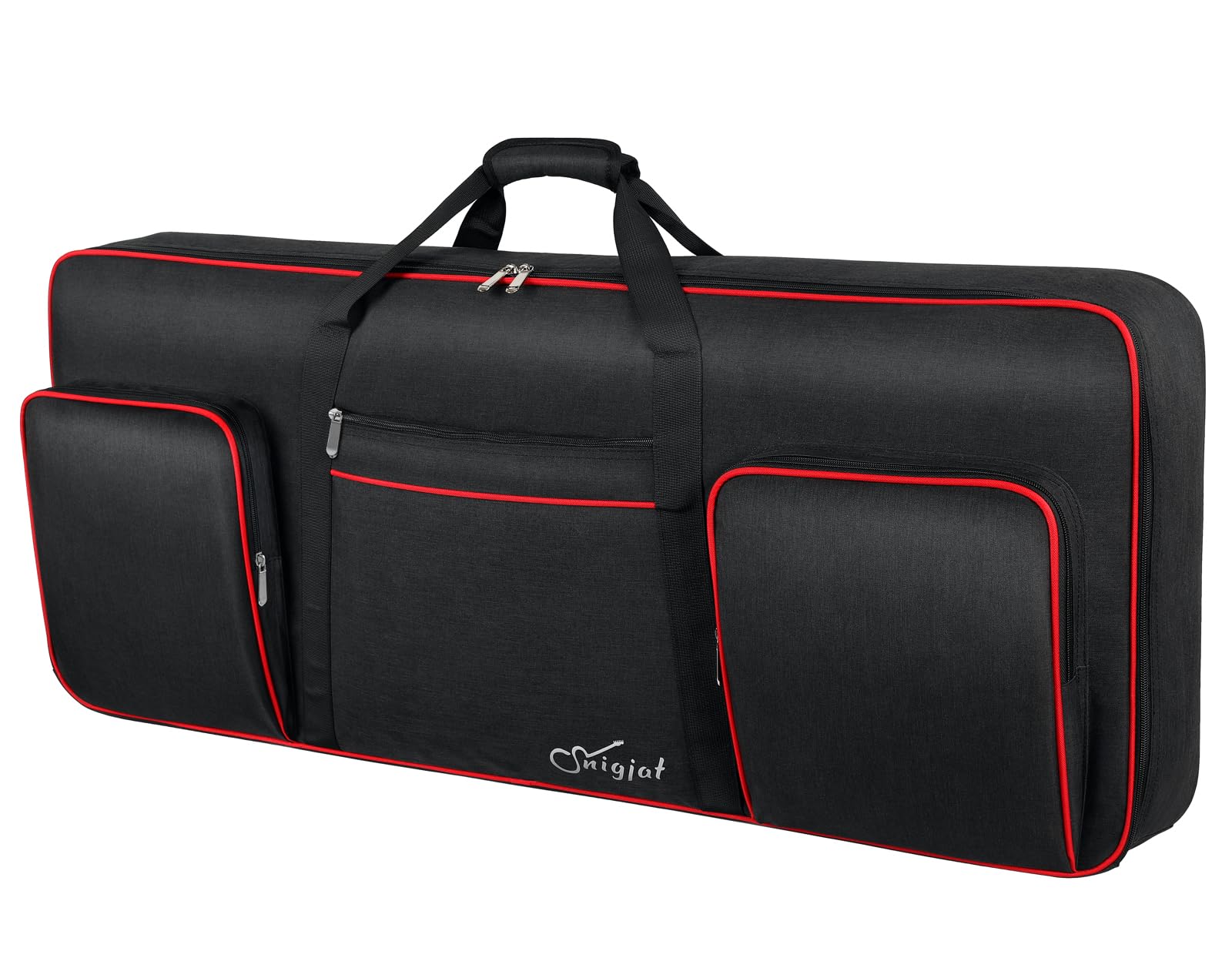 SNIGJAT 61 Key Keyboard Case, Soft Piano Bag with 0.32 inch Cotton, 61 Key Keyboard Bag with Handle & Shoulder Straps, Piano Key