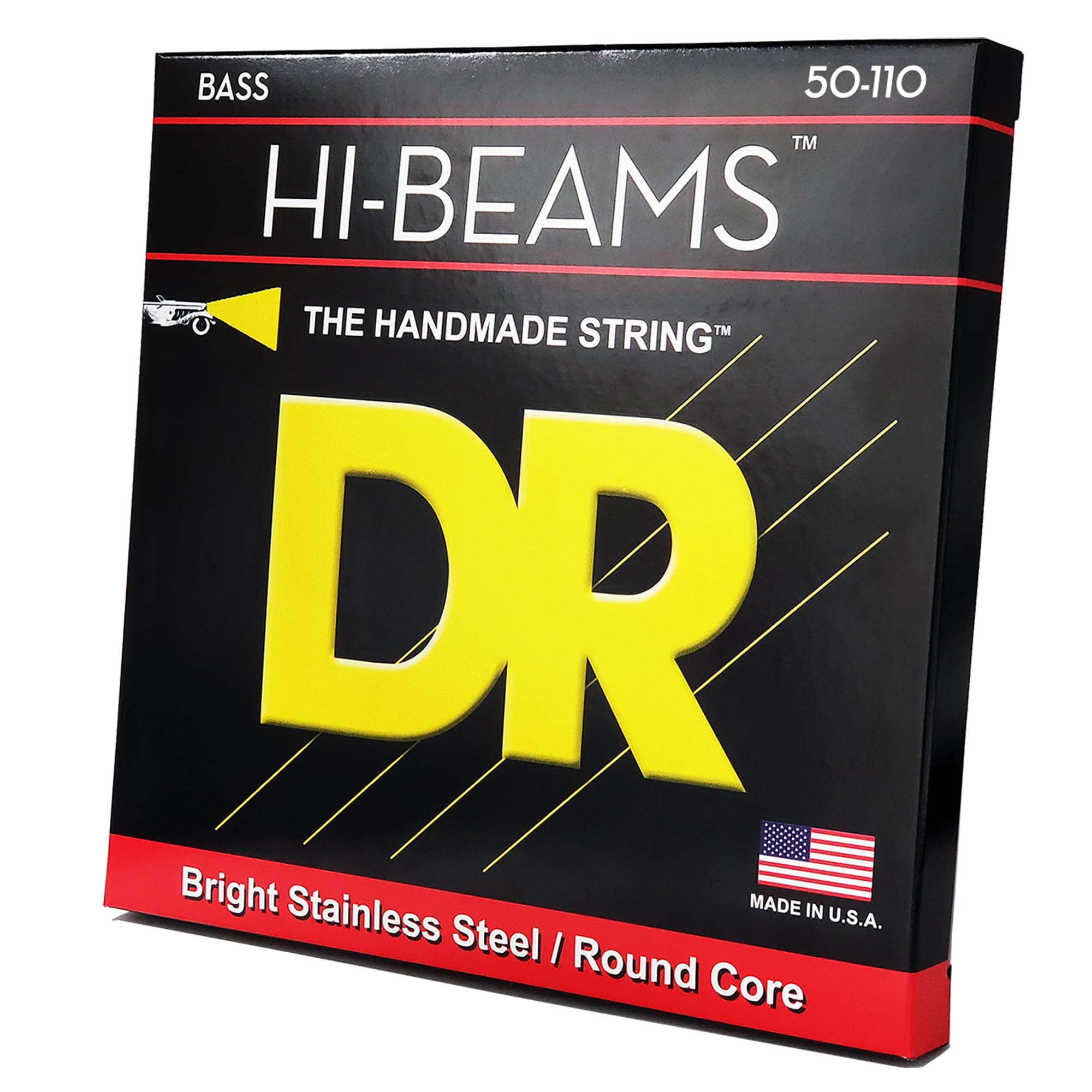Dr Strings Hi-Beams - Stainless Steel 4-String Bass Guitar Strings, 50-110, Round Core