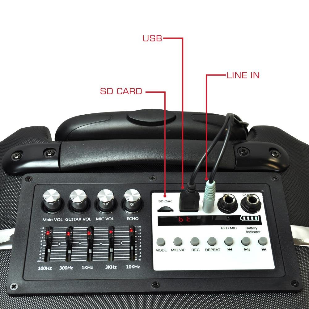 Pyle 12 Inch Full Range Portable Bluetooth Karaoke Loudspeaker, Karaoke Microphone, Built-in Rechargeable Battery with FM Radio.