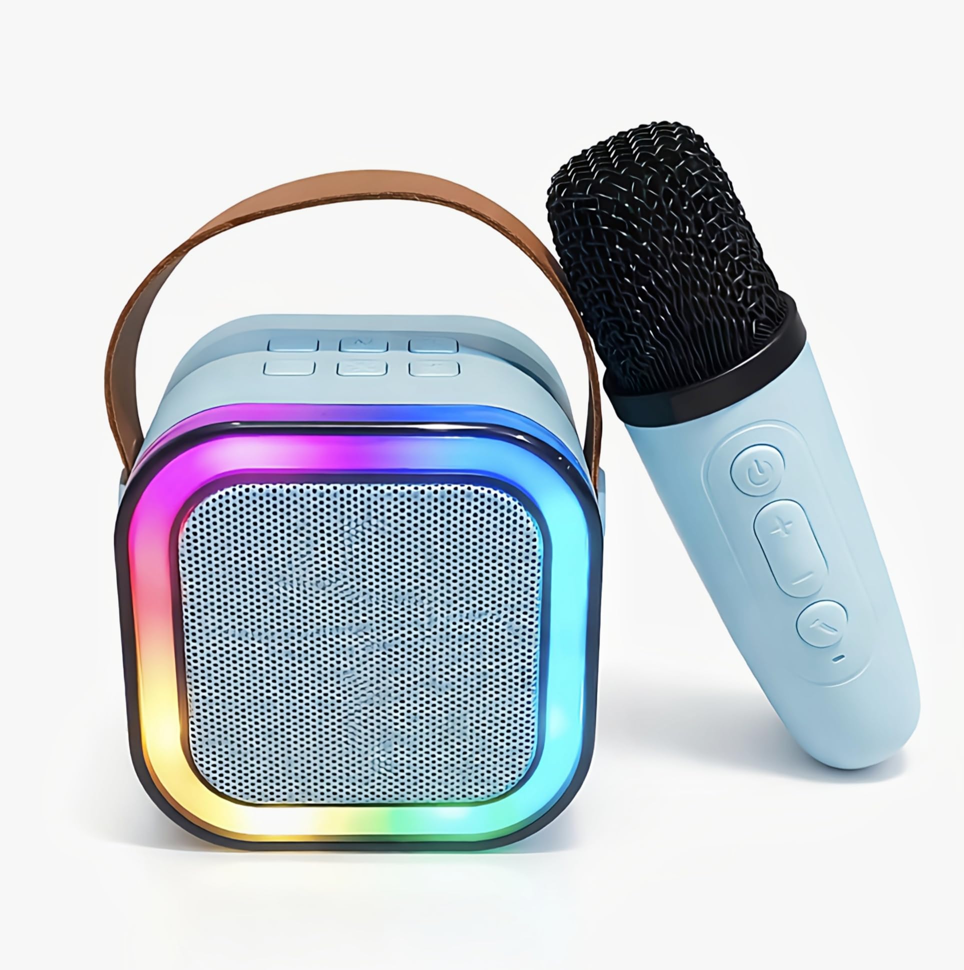 Portable Karaoke Speaker With Wireless Microphone, Bluetooth Player, Rechargeable Mini Singing Machine With Colorful Lights,For 