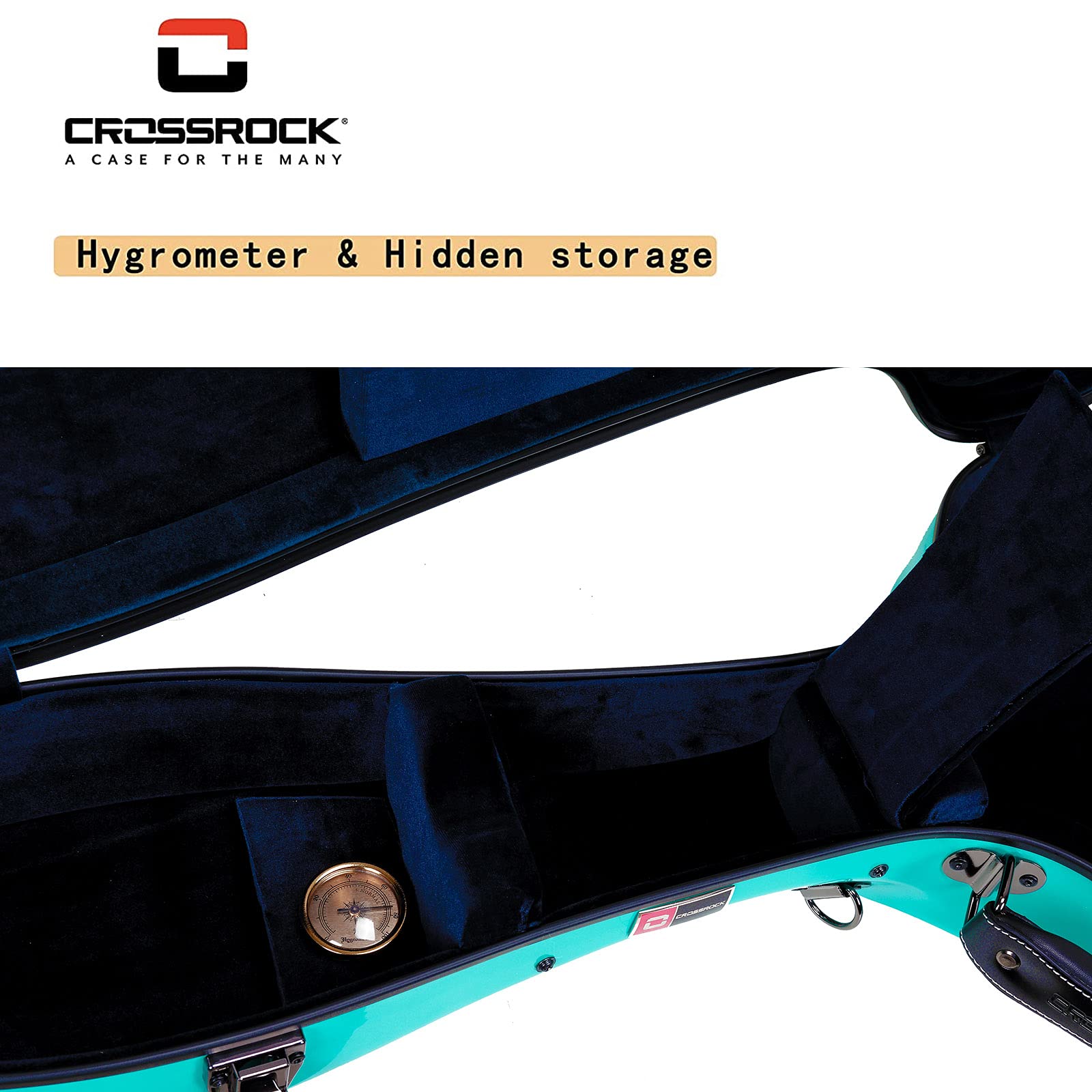 Crossrock Deluxe Fiberglass Classical Guitar Case, 4/4 Full Size-TSA Lock, Mint Blue (CRF2020CMB)