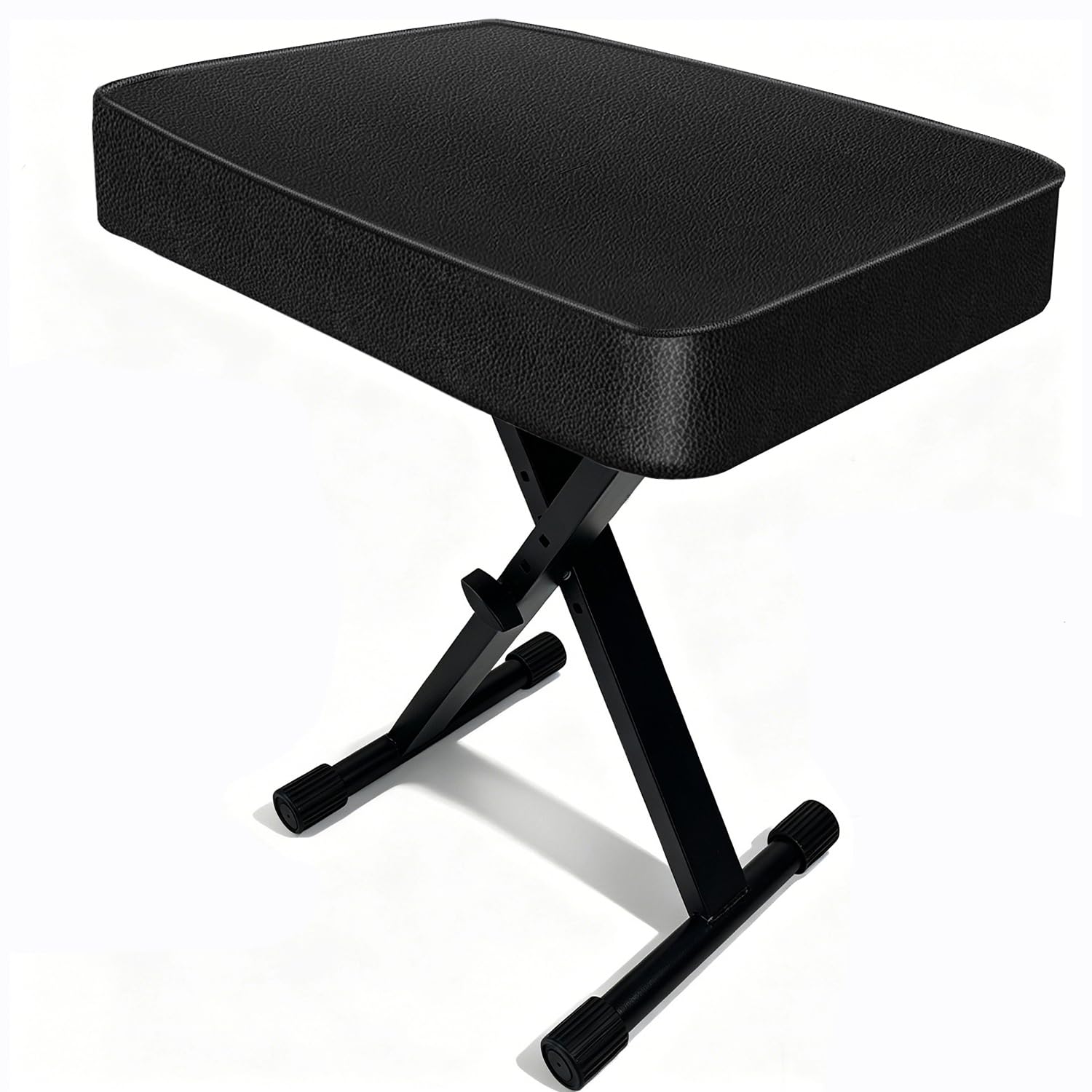 Petjirohot Keyboard Bench Padded Cushion X-Style Height Adjustable 17.3-19.9, Piano Stool, Keyboard Chair, Black (Square Thi