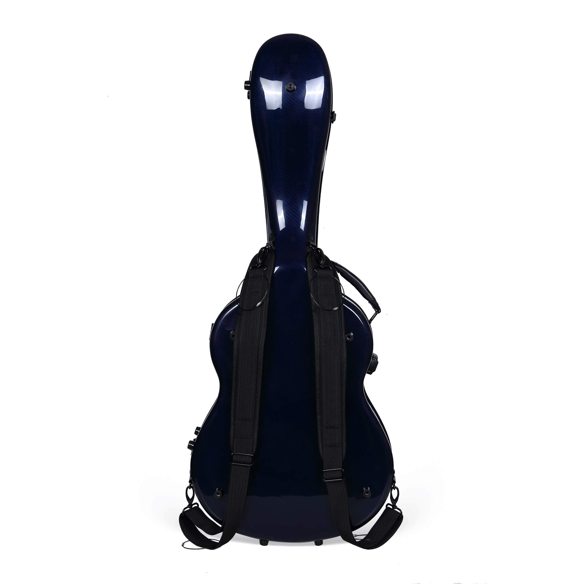 Crossrock Air 4/4 Classical Guitar Flight Case, 100% Carbon Fiber Hard Shell with Backpack and Protective Cover, Blue (CRF6020CB