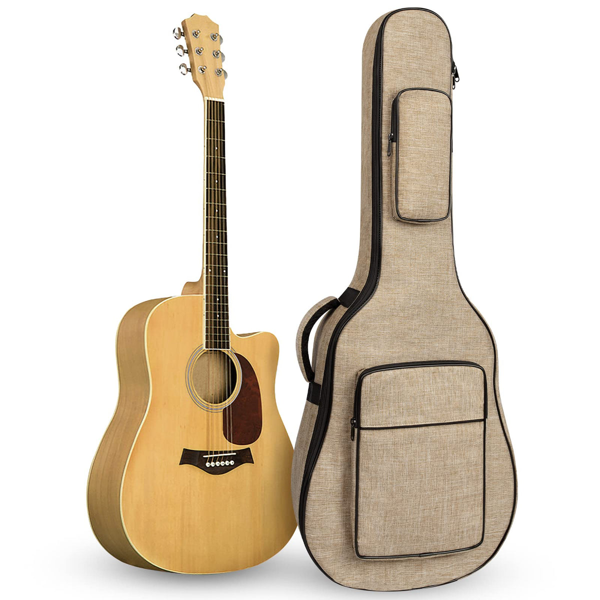 Letsrock Acoustic Guitar Bag With 0.5 Inch Thick Padding Fit 39 40 41 Inch Acoustic Classical Guitars Waterproof Guitar Gig Bag