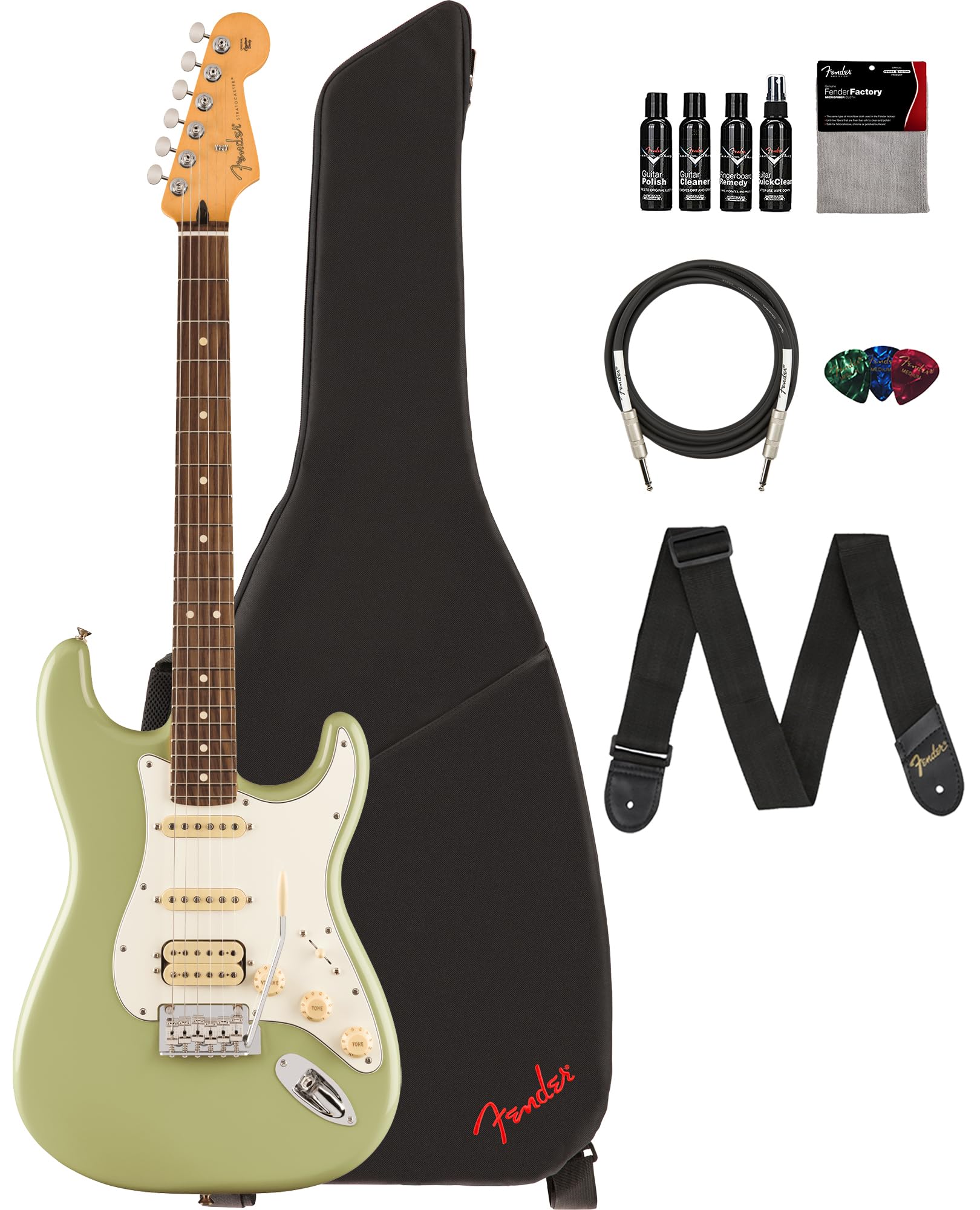 Fender Player Ii Stratocaster Hss - Birch Green Bundle With Gig Bag, Strap, Cable, 3-Pack Picks And Guitar Cleaning Kit