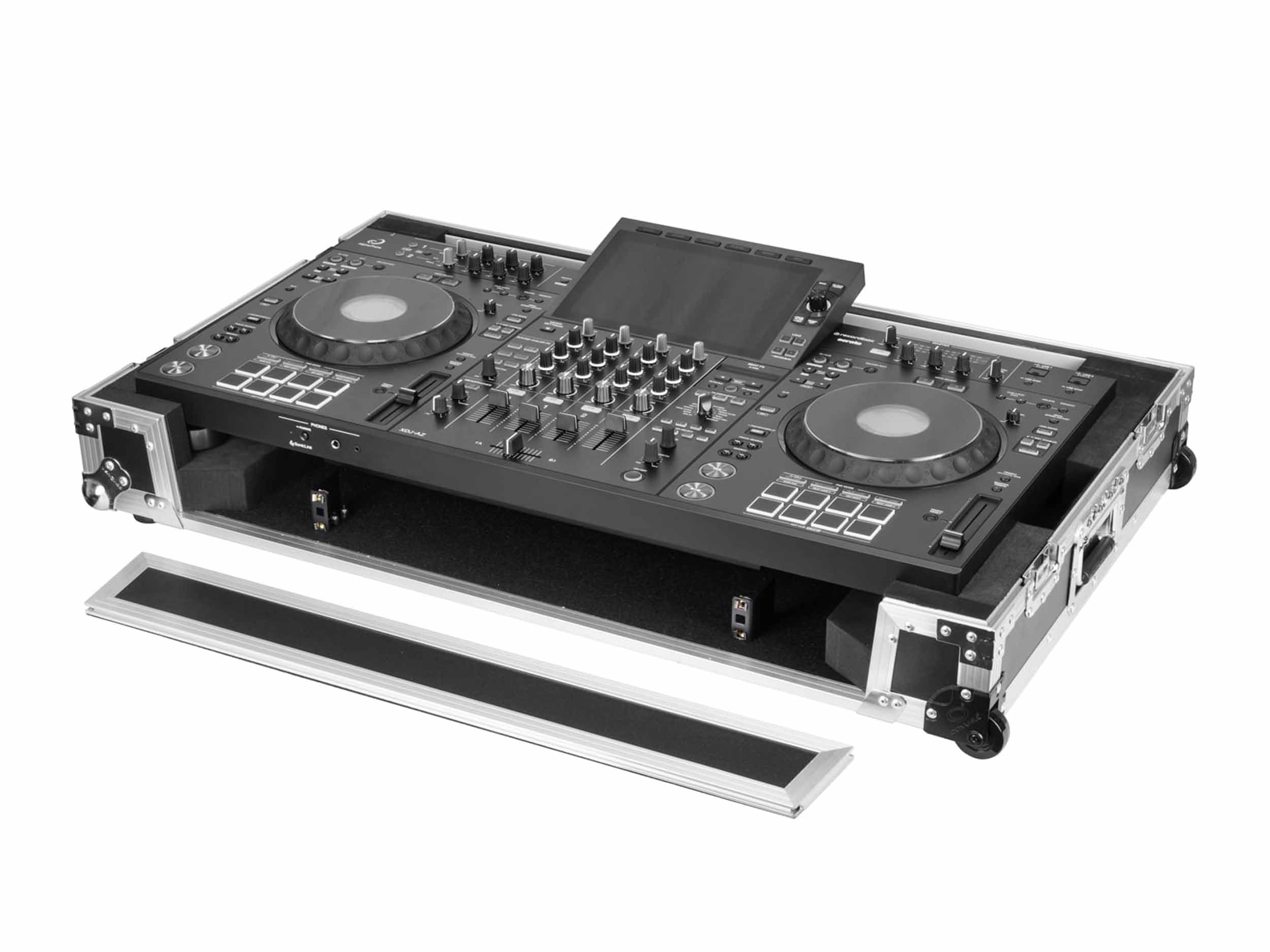 Odyssey AlphaTheta XDJ-AZ 1U LED Flight Effects Clear Lid Case with Wheels