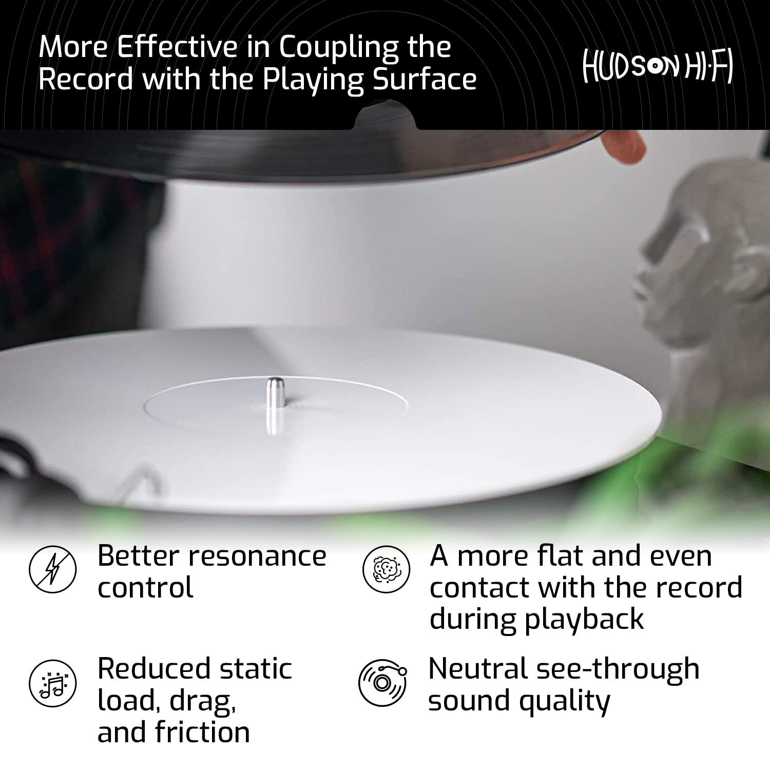 Acrylic Turntable Mat - 11.75'' White Vinyl Record Acrylic Mat - Precision Machined Acrylic Turntable Platter Mat w/Record Label