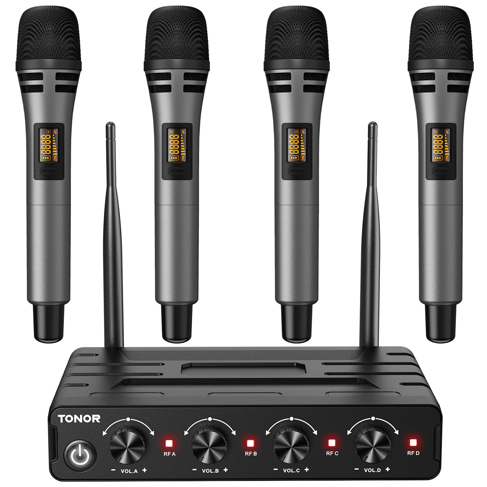 Tonor Wireless Microphones System With 4X10 Channels Cordless Handheld Microfono Inalambrico, 200Ft Uhf Range, Mics With Stable