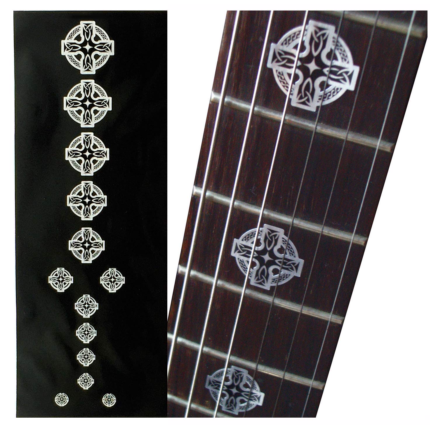 Jockomo Metallic Celtic Cross Guitar Inlay Sticker