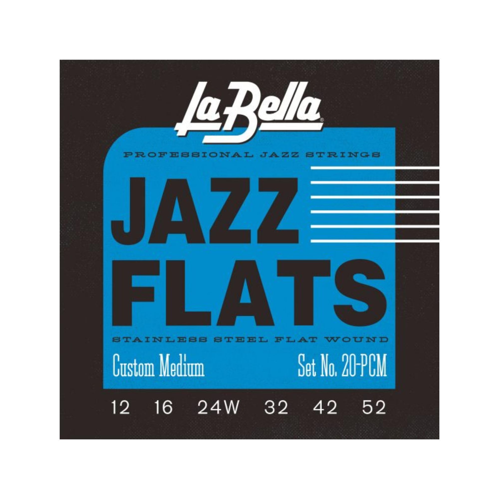 La Bella 20Pcm Jazz Flats Stainless Steel Flat Wound - Custom Medium Electric String