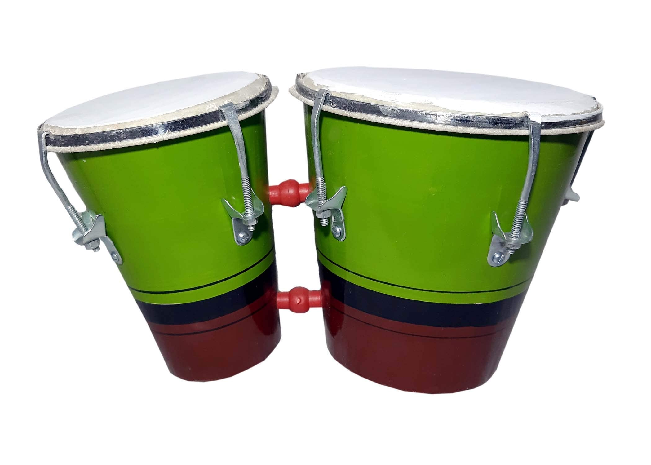 Gt Manufacturers Professional Two Piece Hand Made Wooden Bango Drum (Green & Brown)