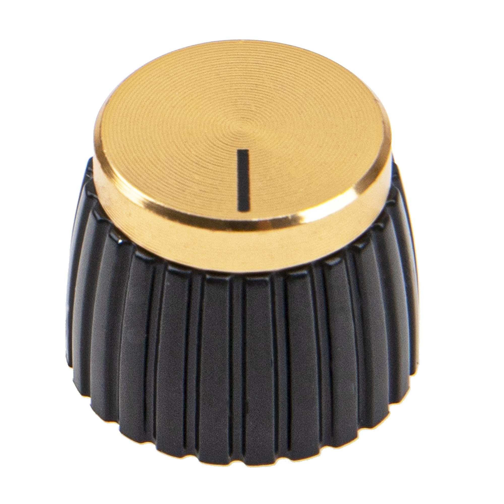10Pcs Yootones Guitar Amp Amplifier Push on fit Knobs Black with Gold Aluminum Cap Top Compatible with Marshall Amplifiers with