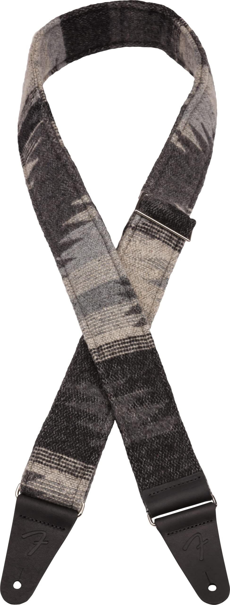 Fender Zion Guitar Strap, 2In, Adjustable Strap, Crafted From Thick, Double-Sided Polyester Cotton Weave, Leather Ends, Gray Azt