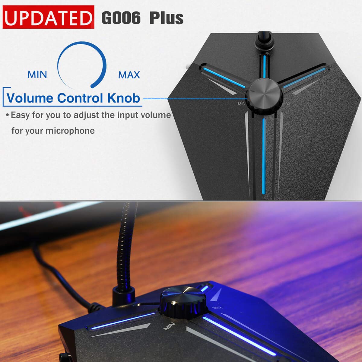 CMTECK USB Computer Microphone, Plug &Play Desktop Omnidirectional Condenser PC Laptop Mic, Mute Button with LED Indicator, Comp