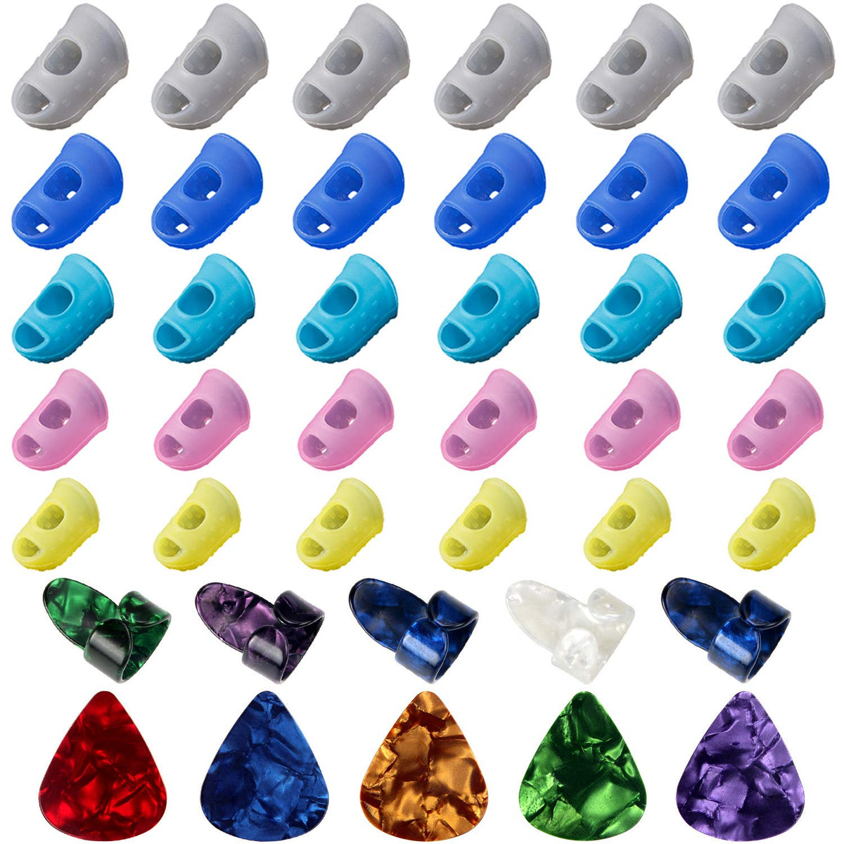 30Pcs Silicone Guitar Finger Guards Fingertip Protectors Fingertip Protection Covers Caps For Stringed Instruments, Sewing And E