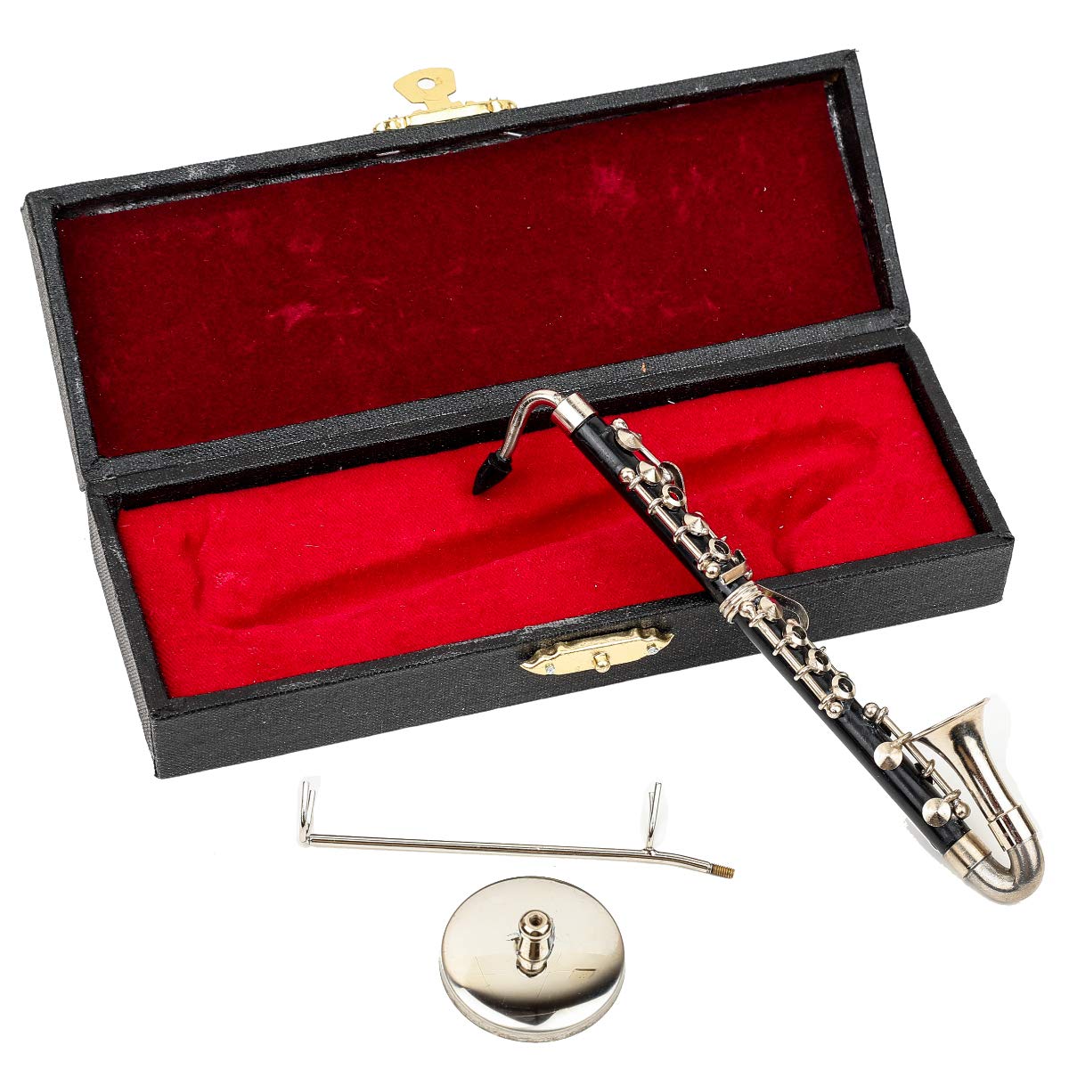 Dselvgvu Miniature Bass Clarinet with Stand and Case Mini Musical Instrument Mini Bass Clarinet Miniature Dollhouse Model Christ