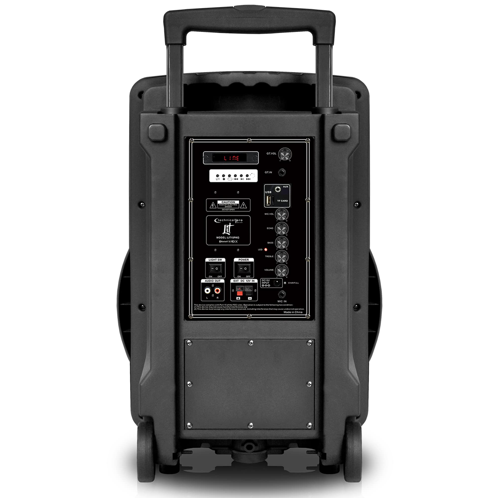 1600 Watts Bluetooth Speaker with Tripod, Wired Microphone & Remote Control | Rechargeable 15'' Two Way Bluetooth DJ Light Speak