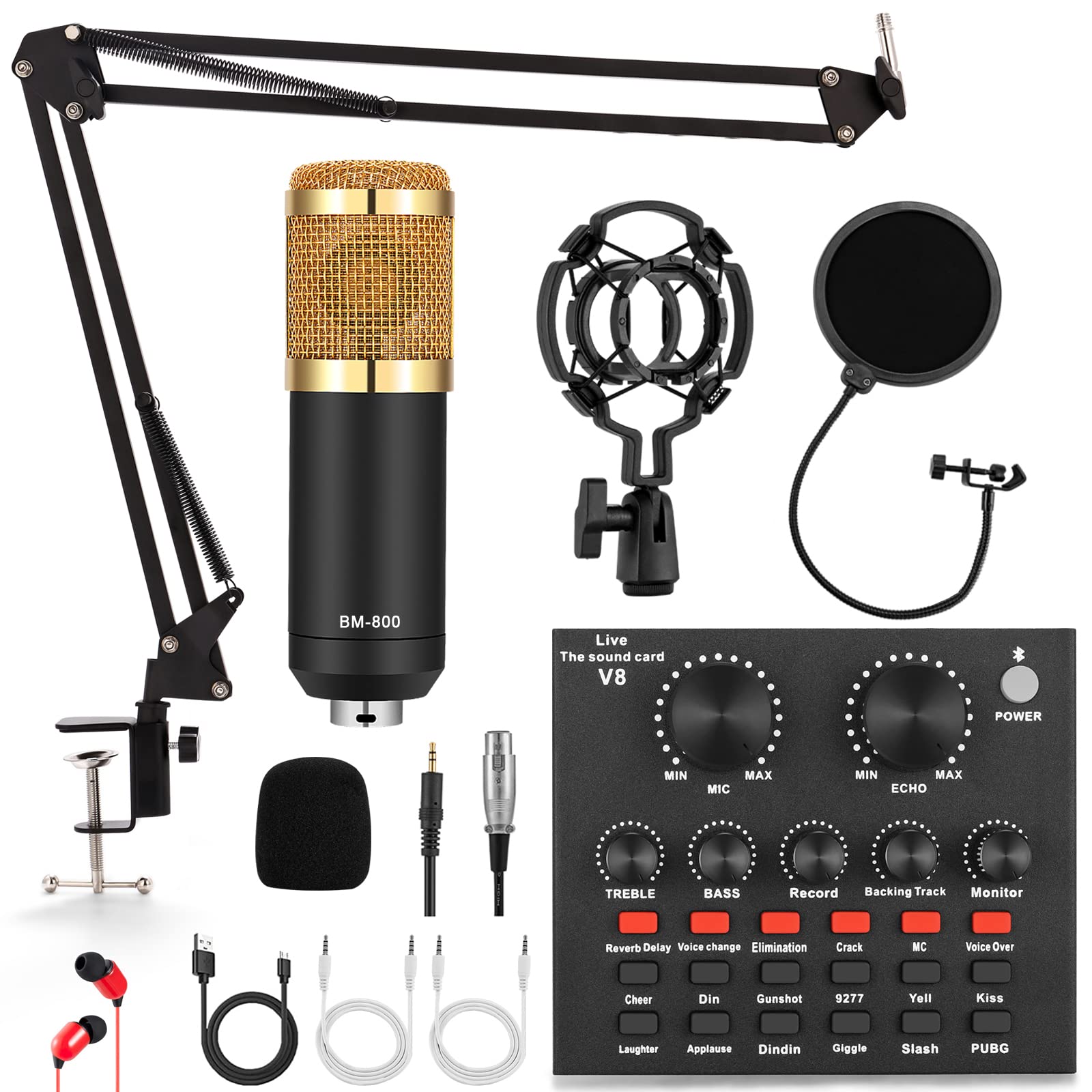 Alpowl Podcast Equipment Bundle, Audio Interface With All In One Live Sound Card And Condenser Microphone, Perfect For Recording