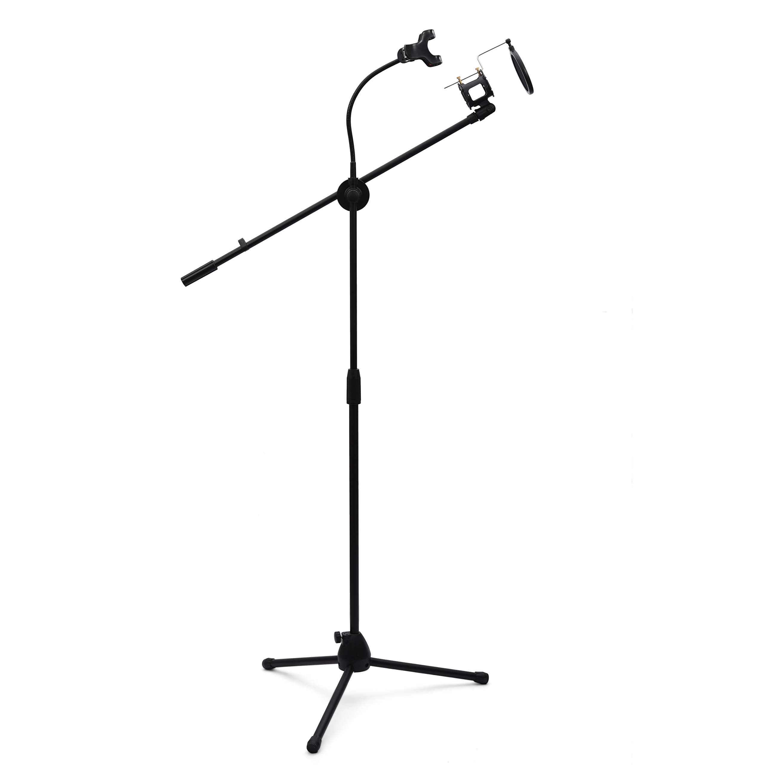 Powerpak Ms-Mh Heavy Duty 360 Arm Adjustable Dual Mic Stand Condenser Microphone Stand For Studio Recording Mic Stand Singing Wi