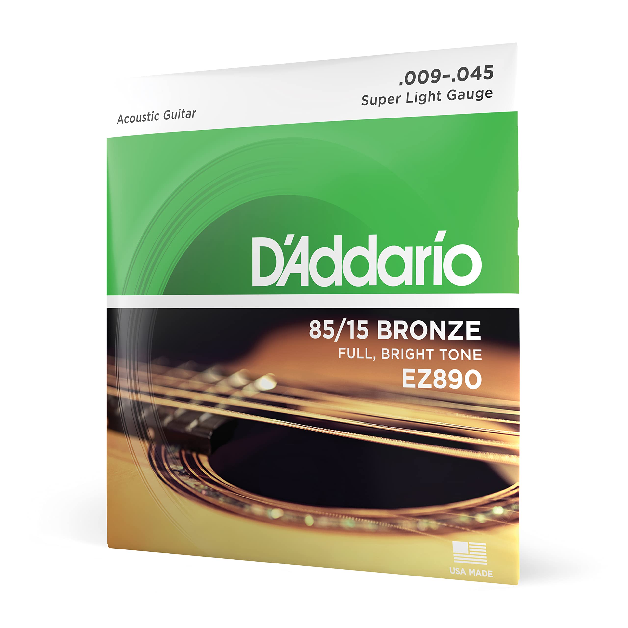 D'Addario Guitar Strings - Acoustic Guitar Strings - 85/15 Bronze - For 6 String Guitar - Full, Bright Tone - Ez890 - Super Ligh