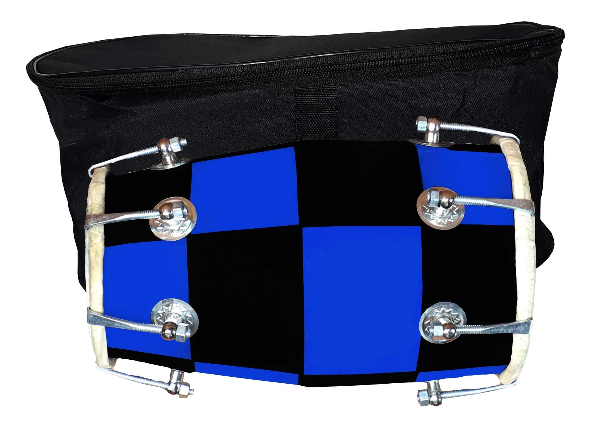 Gt Manufacture Handmade Wooden 14 Baby Dholak Nut & Bold Dholak With Cover & Beautyfull Chack Desine01 (Blue)