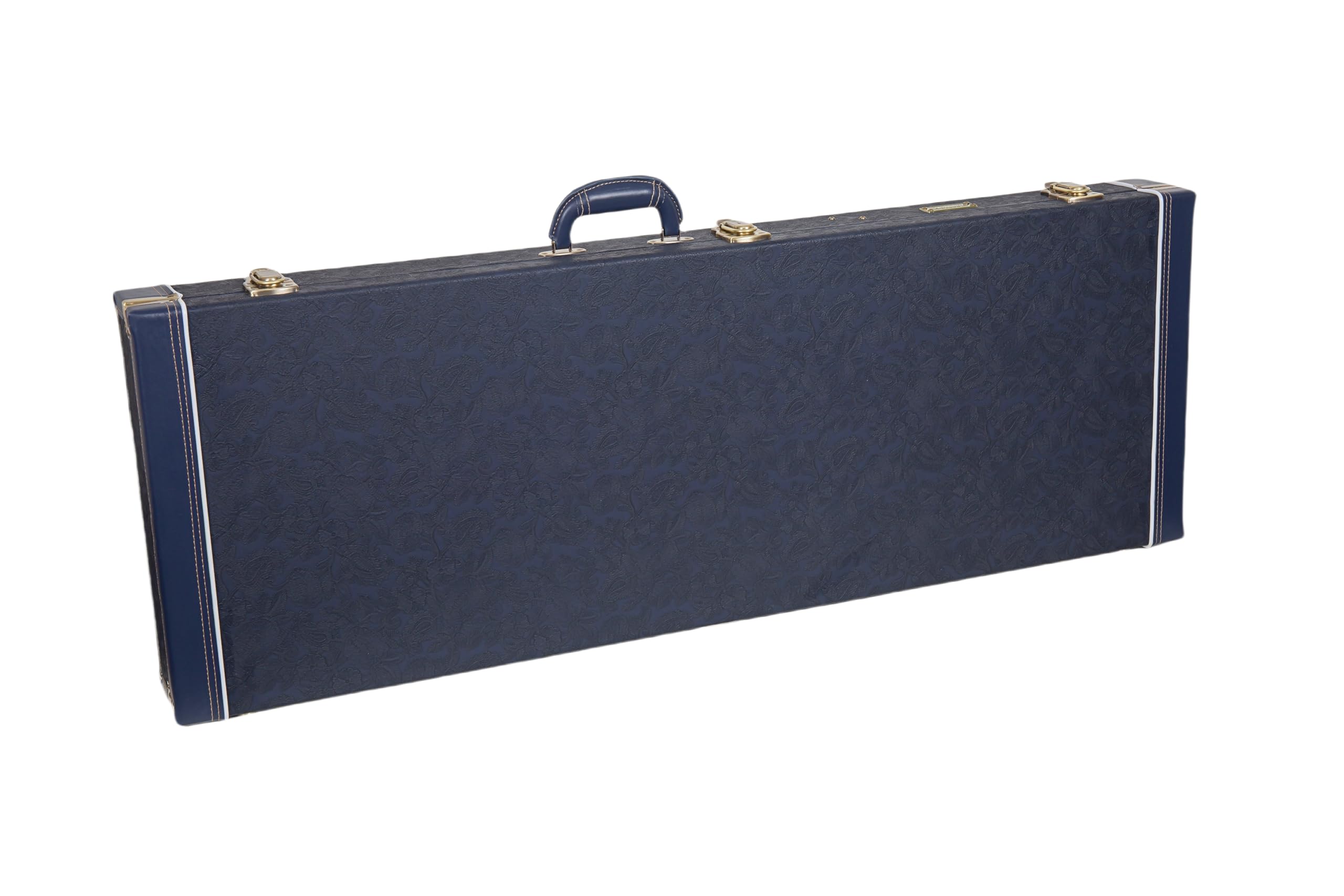 Crossrock Relief Series Jazzmaster/Jaguar Guitar Case for Offset Electric Guitars | Carved Ocean Blue Finish, Deep Scarlett Velv