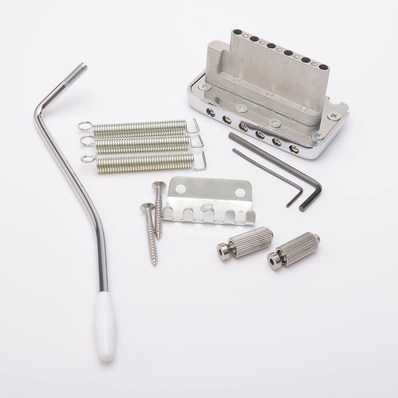 Unxuey 52mm Guitar Stratocaster Tremolo Bridge 6 String Individual Saddle for SQ Fender Strat Style Electric Guitar(Silver)