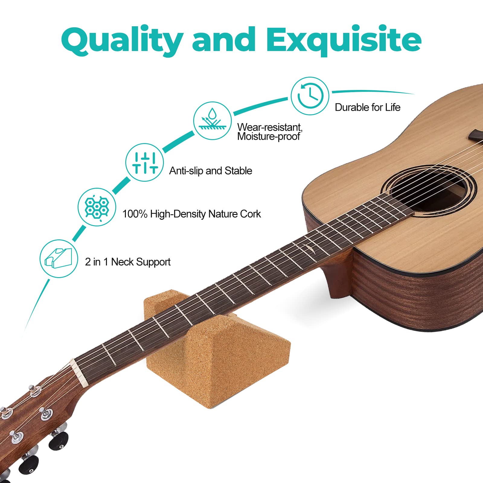 Actomall Cork Guitar Neck Rest, Guitar Neck Cradle Support Pillow, Guitar Accessories for Repair, Maintenance, Cleaning, String