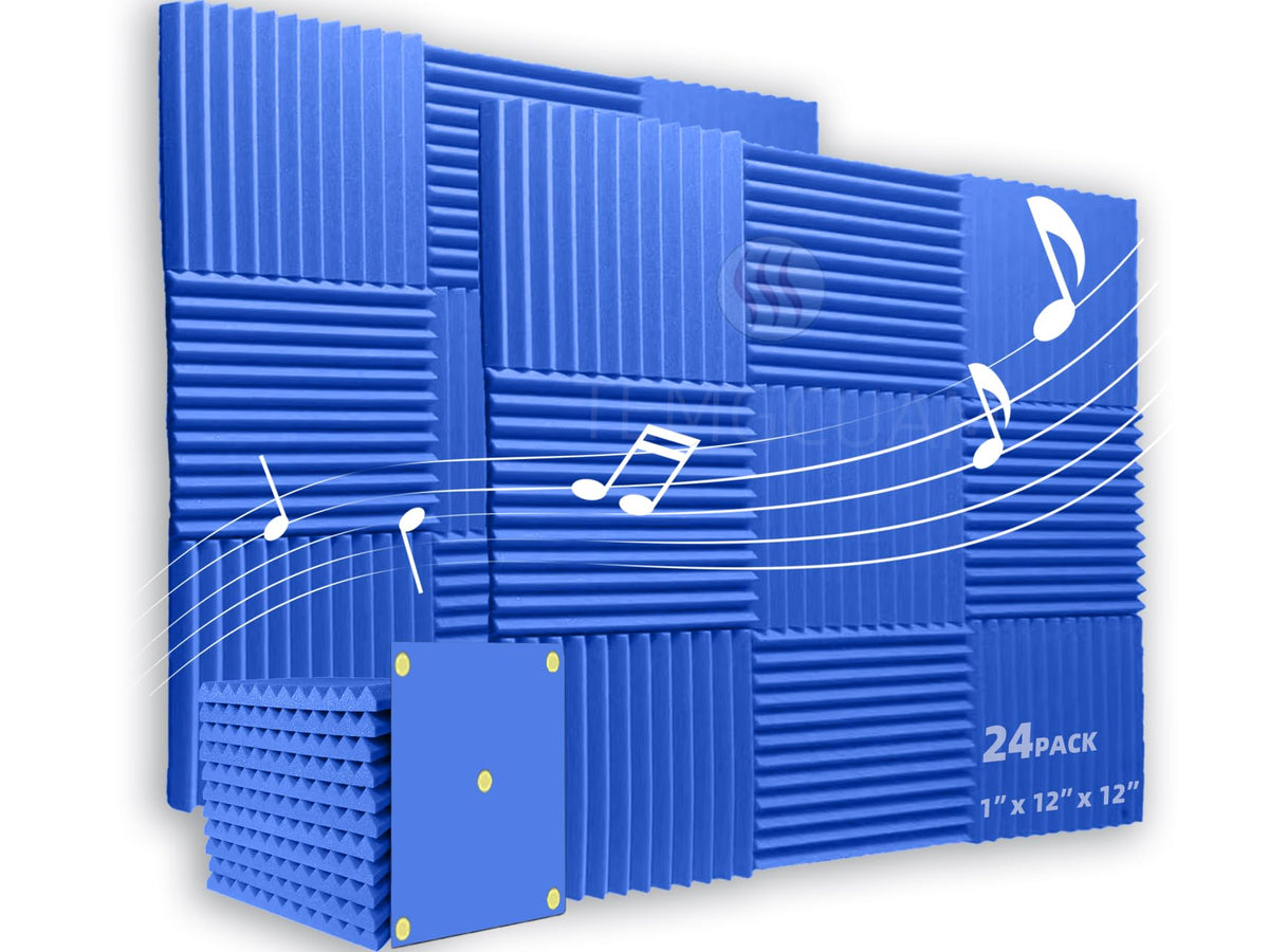 Temgcuam 24 Pack Sound Proof Foam Panels |1''  12''  12'' Quick-Recovery Soundproof Wall Panels | High Density Sound Dampening P